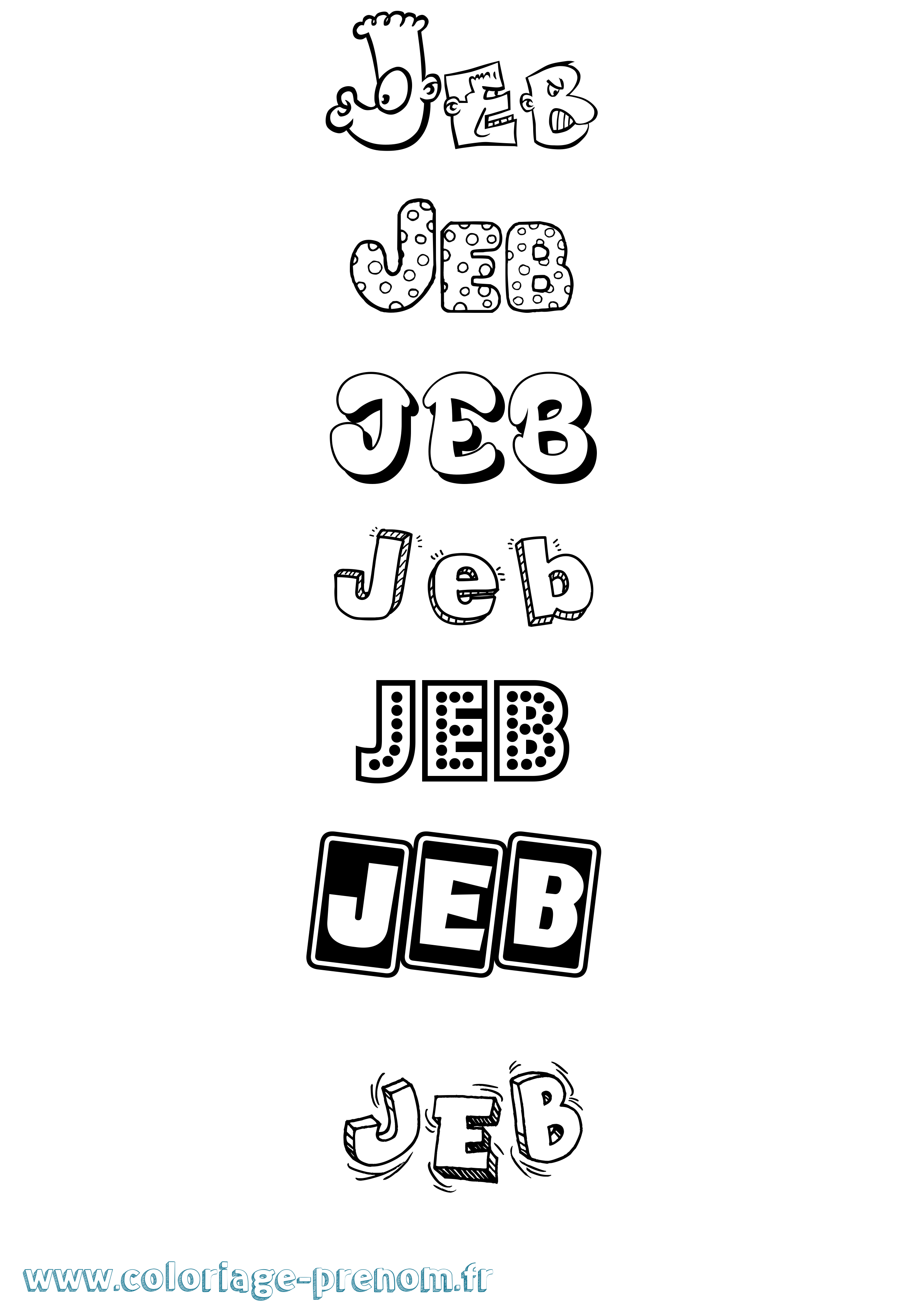 Coloriage Jeb Fun Coloriage prénom Jeb Fun