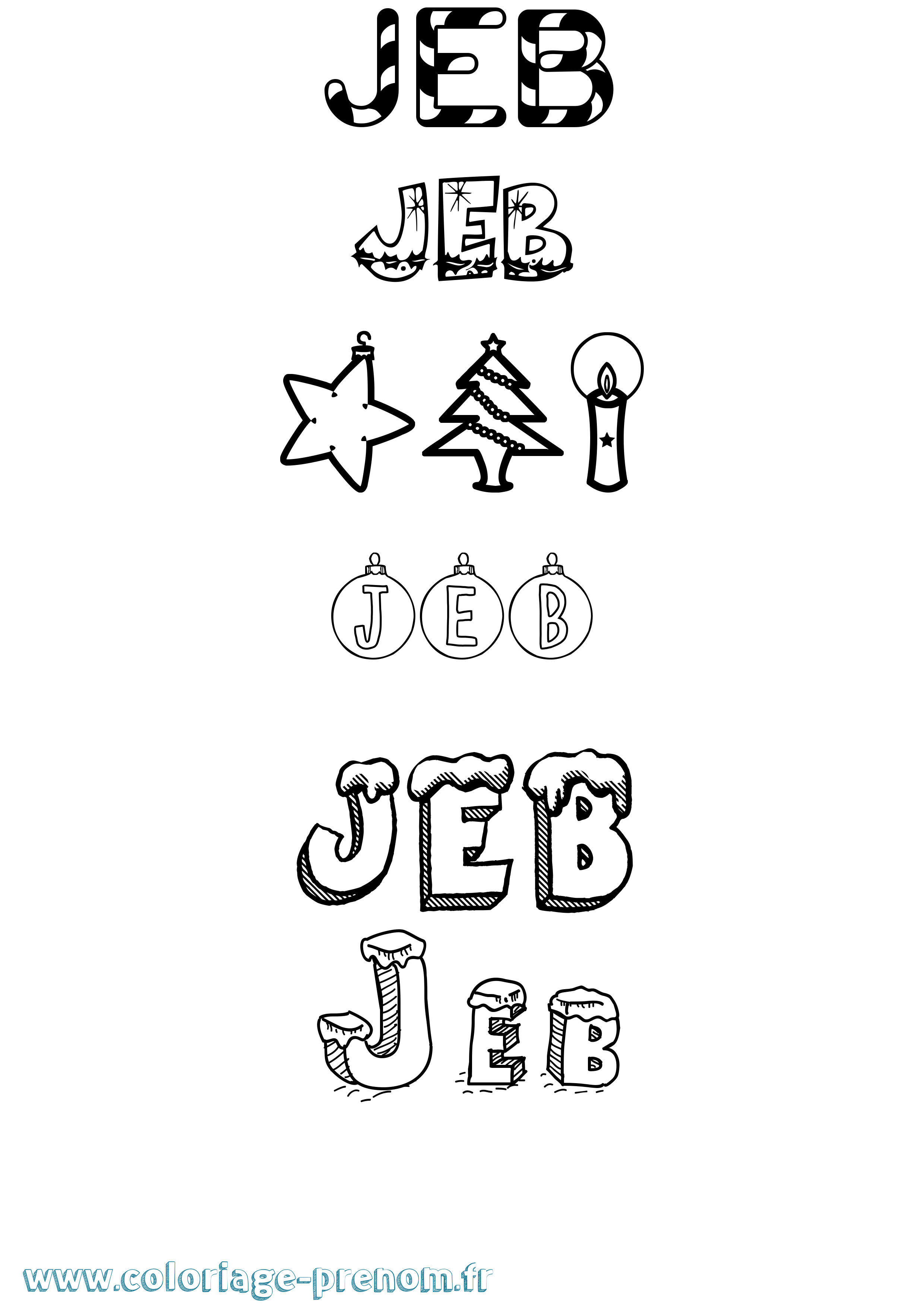 Coloriage Jeb Noël Coloriage prénom Jeb Noël