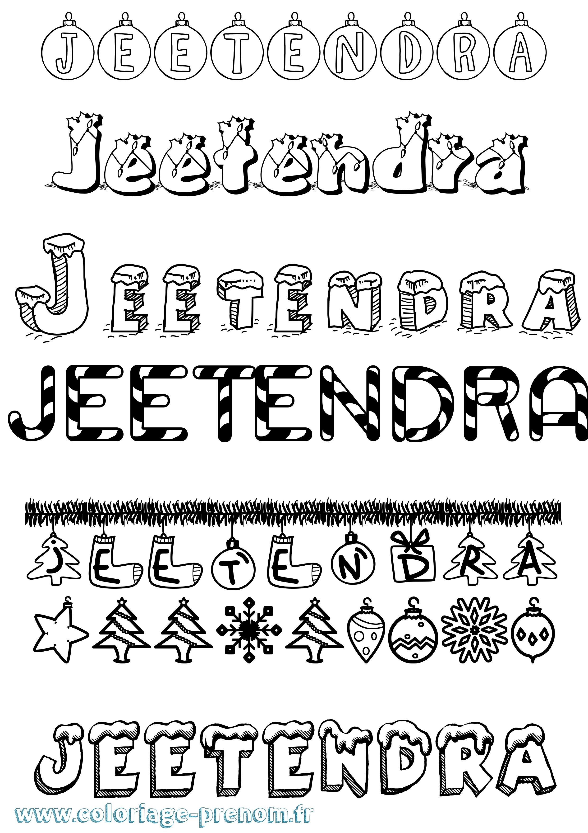 Coloriage Jeetendra Noël Coloriage prénom Jeetendra Noël