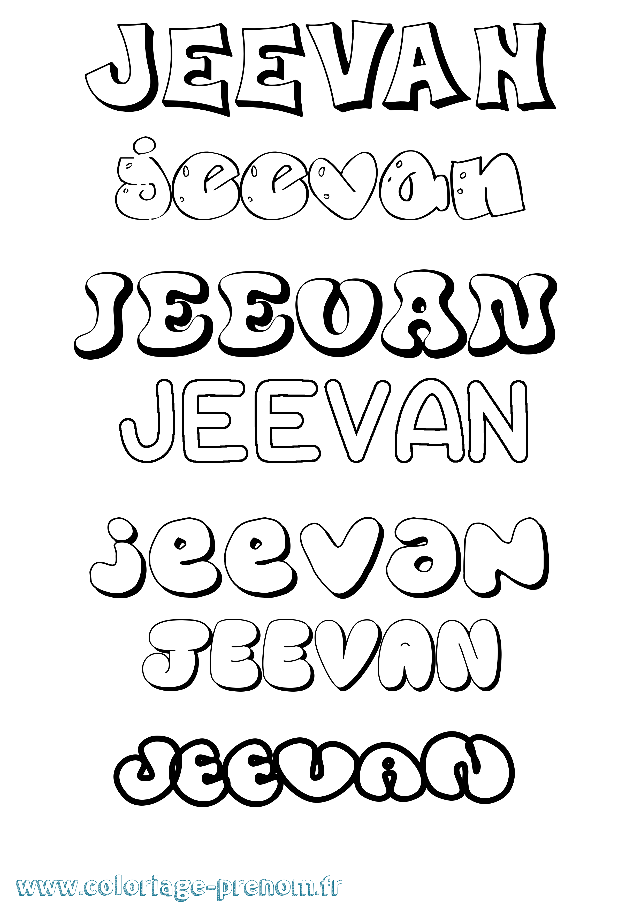 Coloriage Jeevan Bubble Coloriage prénom Jeevan Bubble