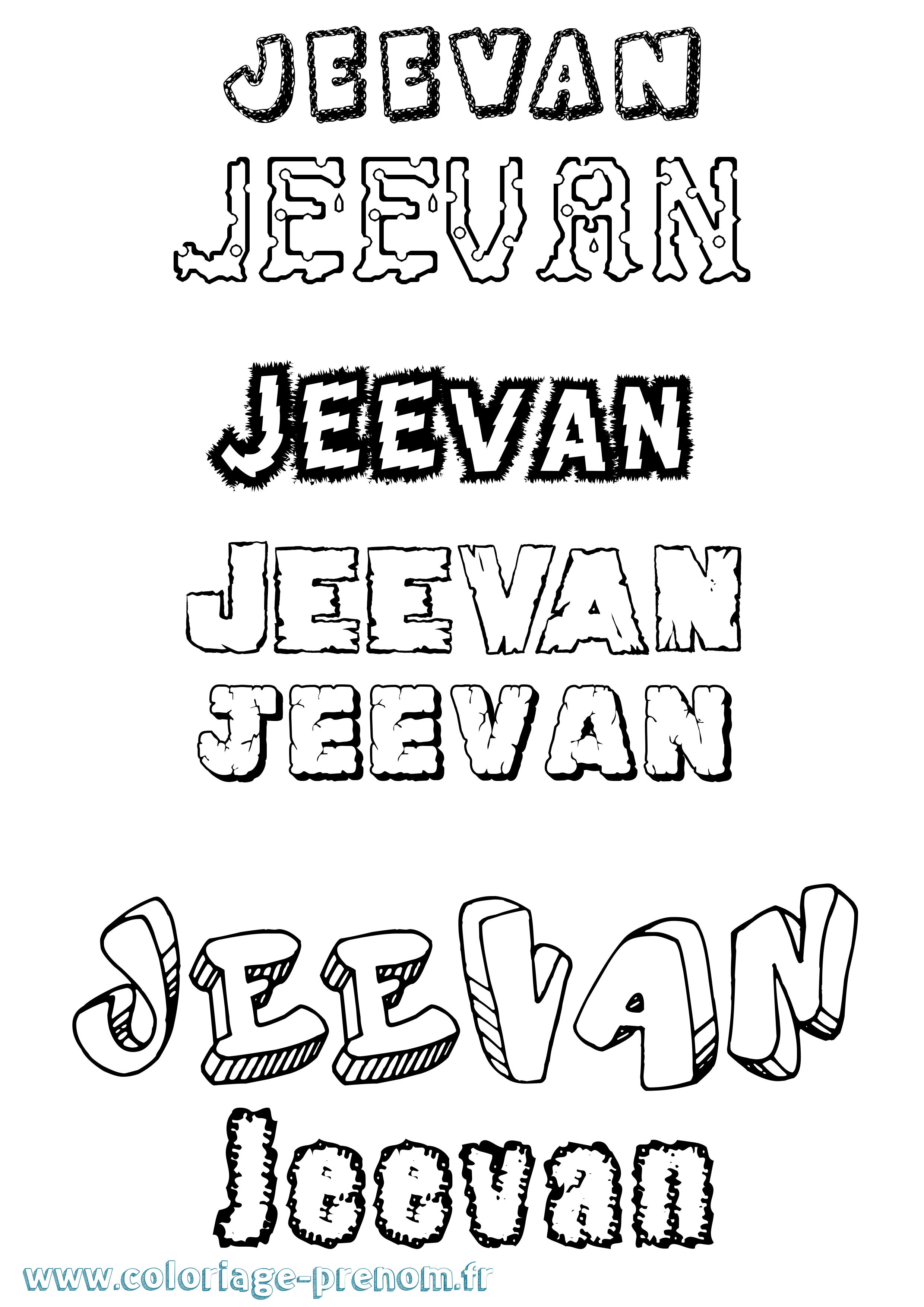 Coloriage Jeevan Destructuré Coloriage prénom Jeevan Destructuré