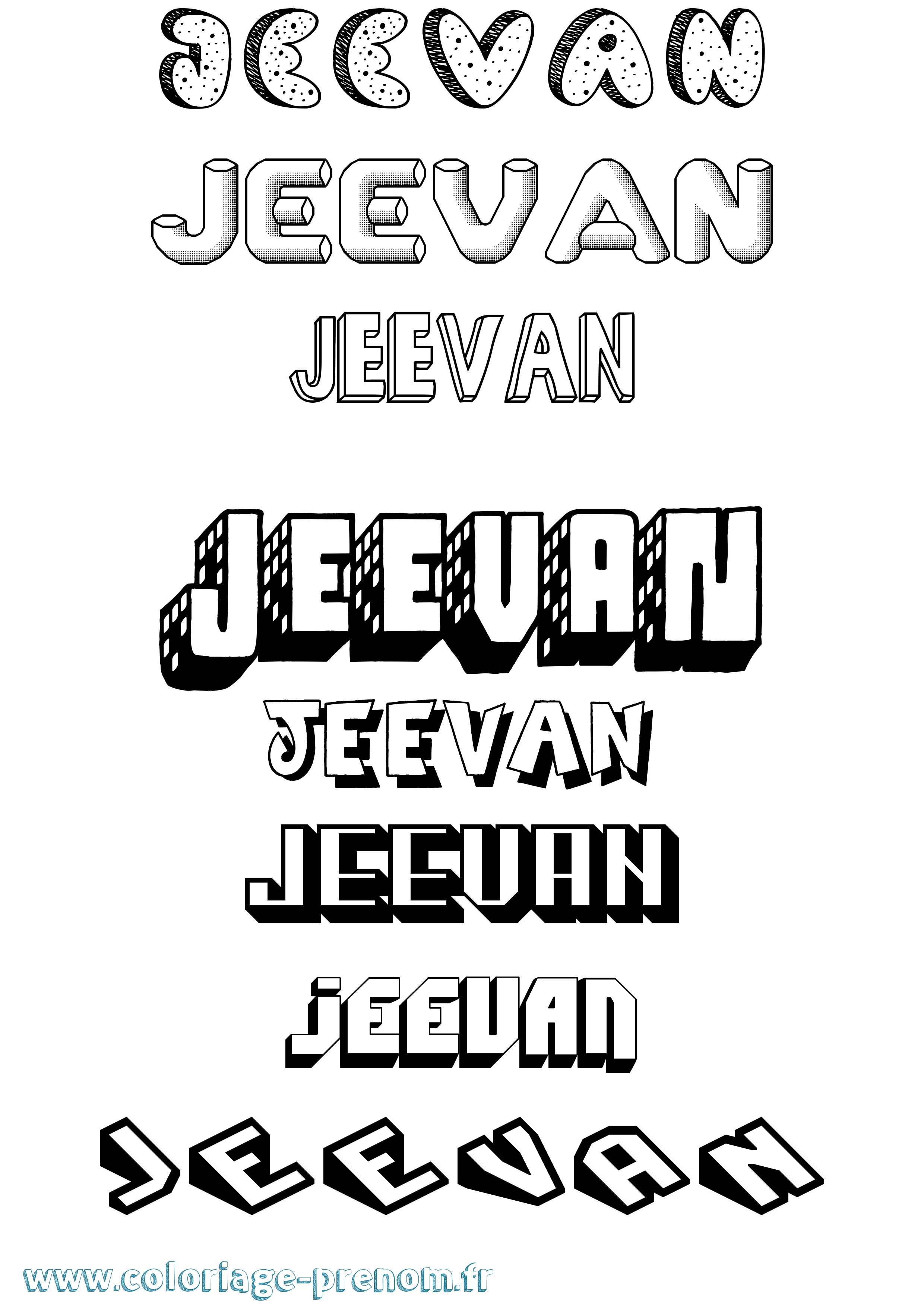 Coloriage Jeevan Effet 3D Coloriage prénom Jeevan Effet 3D