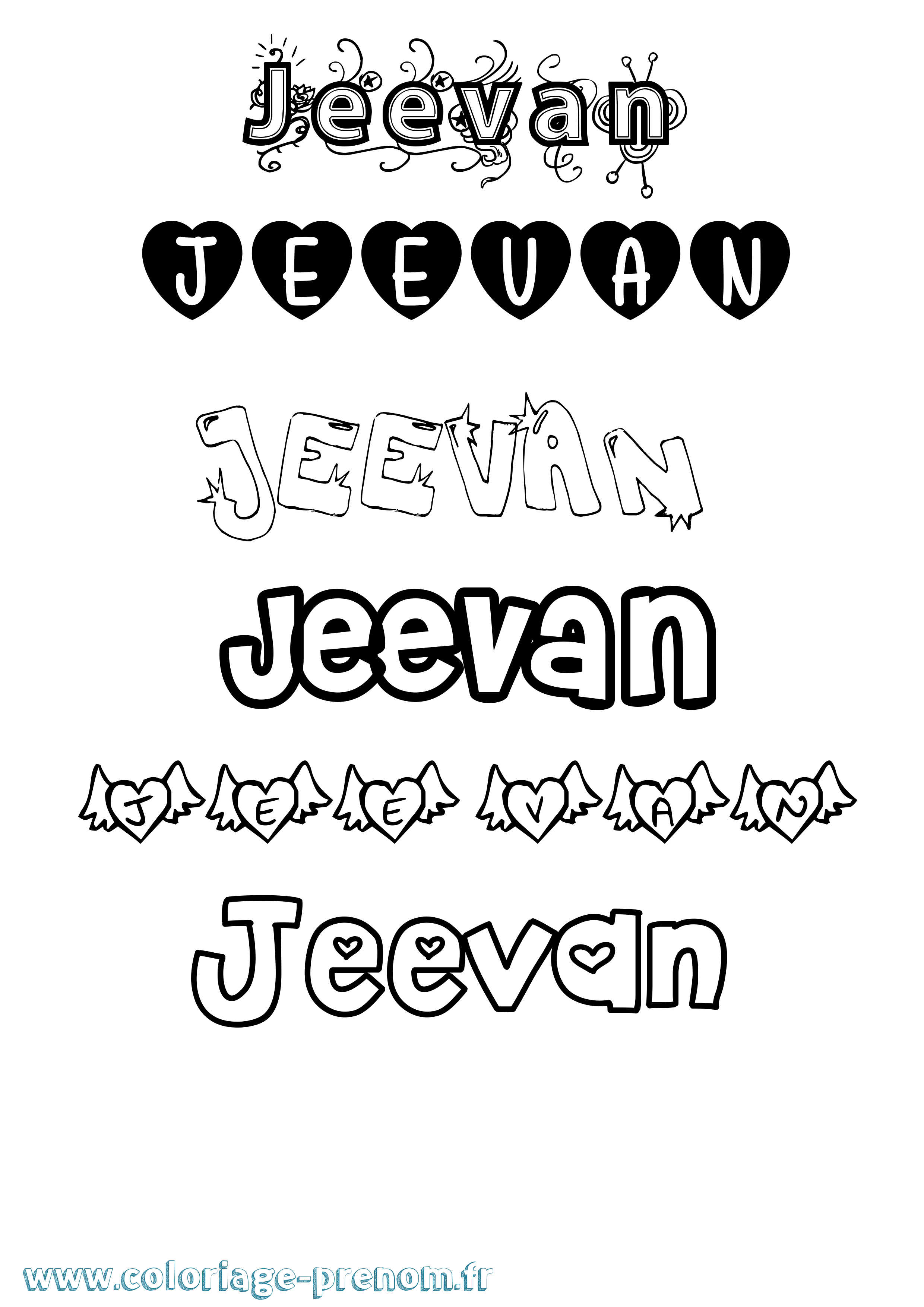 Coloriage Jeevan Girly Coloriage prénom Jeevan Girly