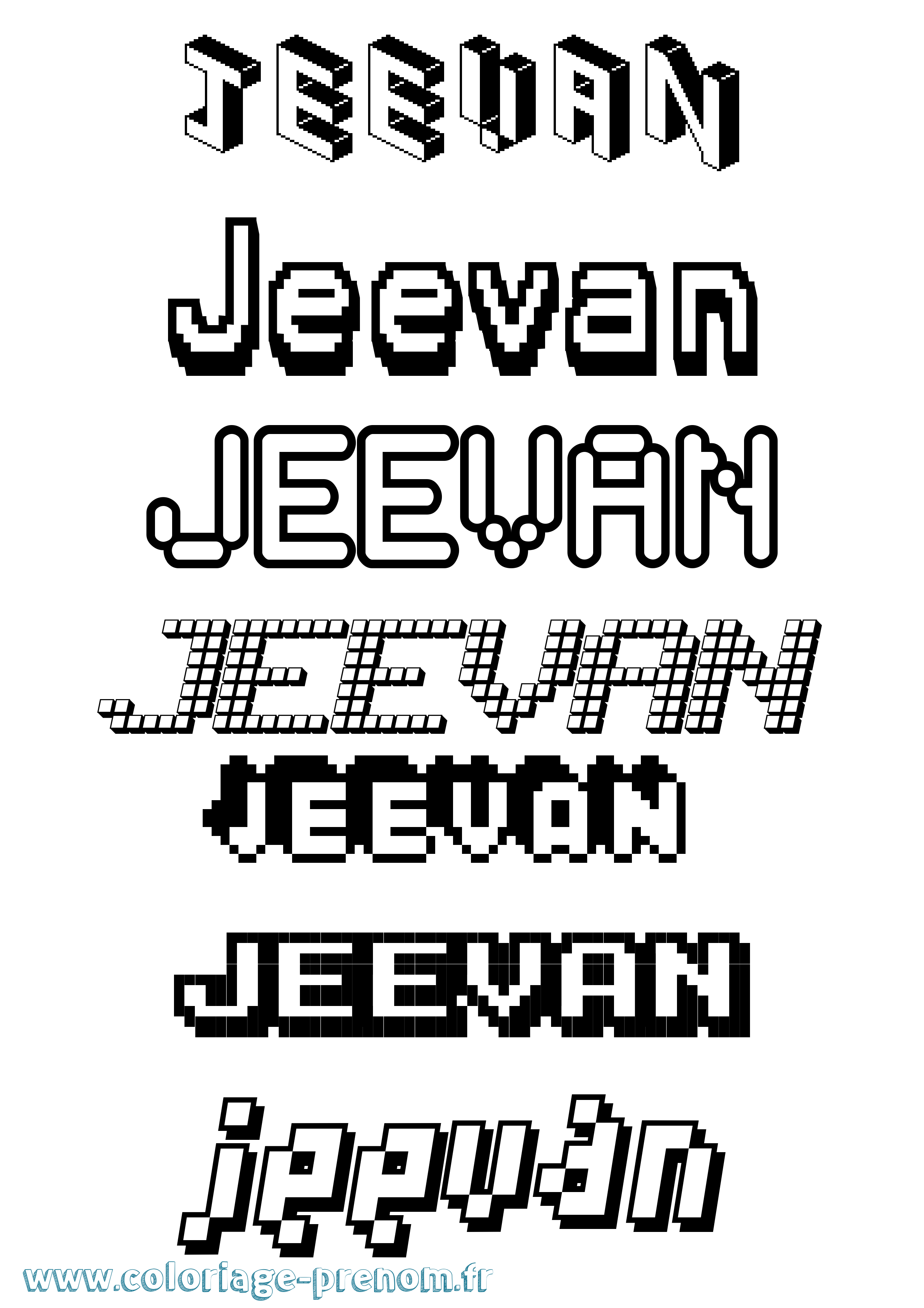 Coloriage Jeevan Pixel Coloriage prénom Jeevan Pixel