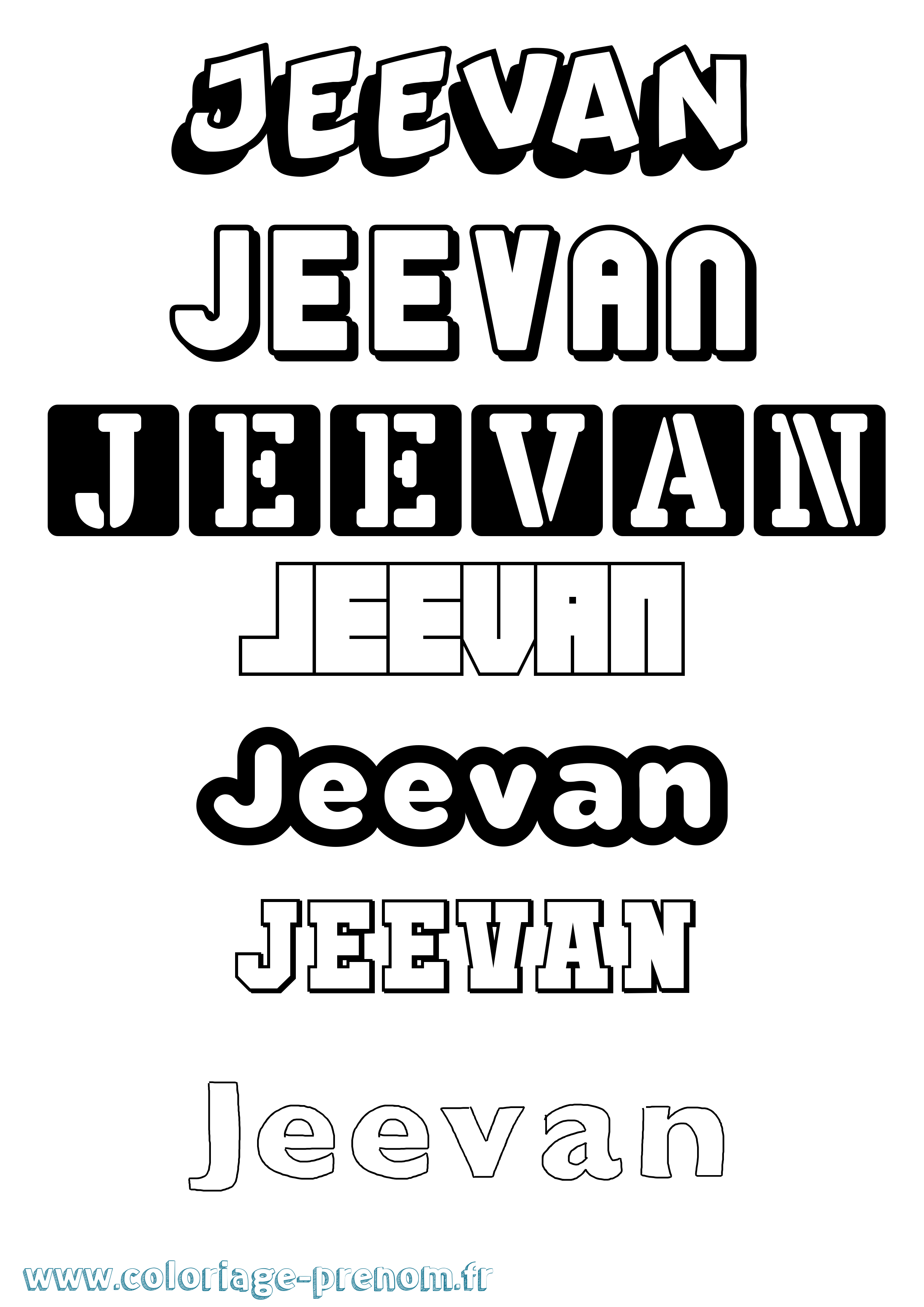 Coloriage Jeevan Simple Coloriage prénom Jeevan Simple