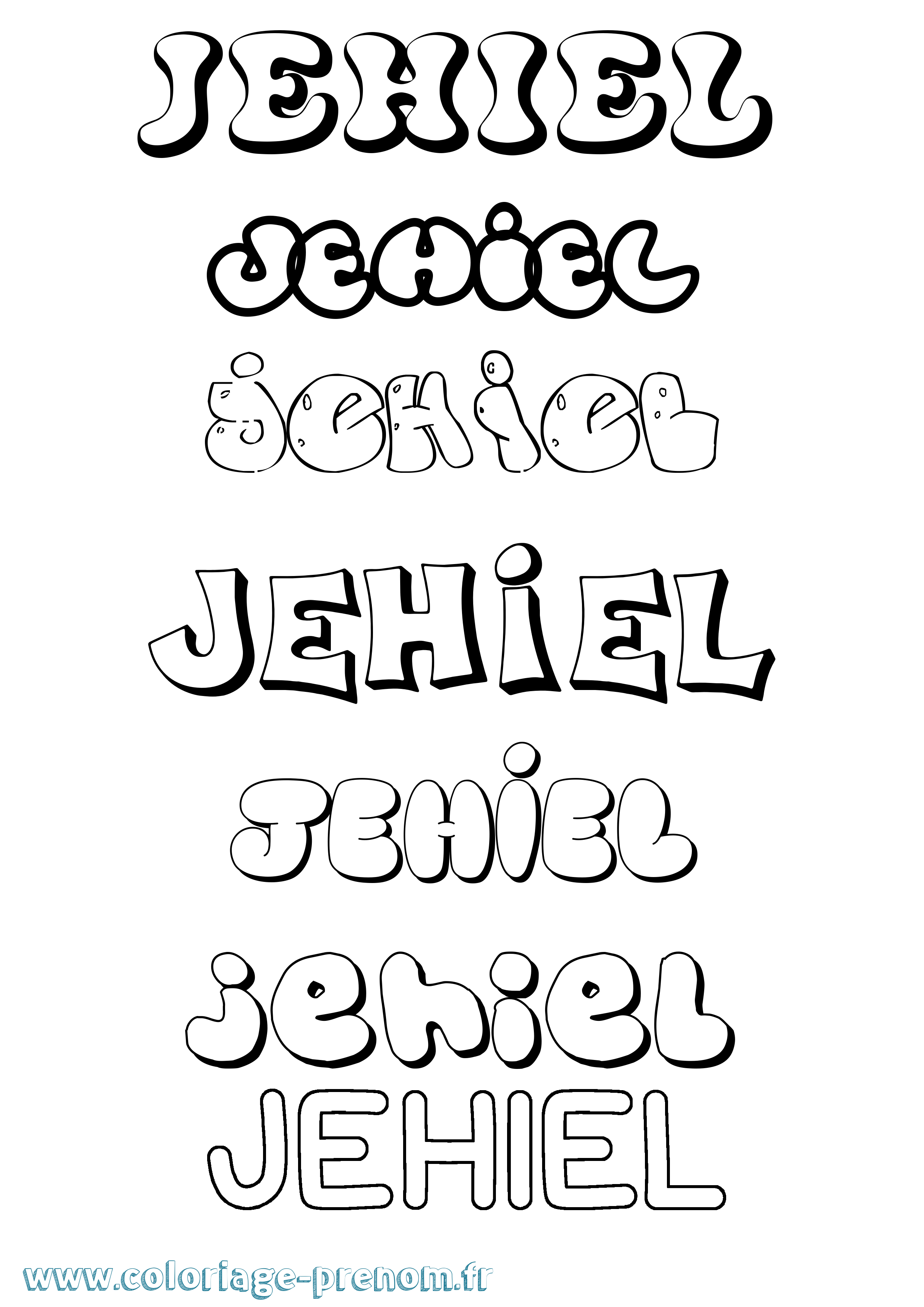 Coloriage Jehiel Bubble Coloriage prénom Jehiel Bubble