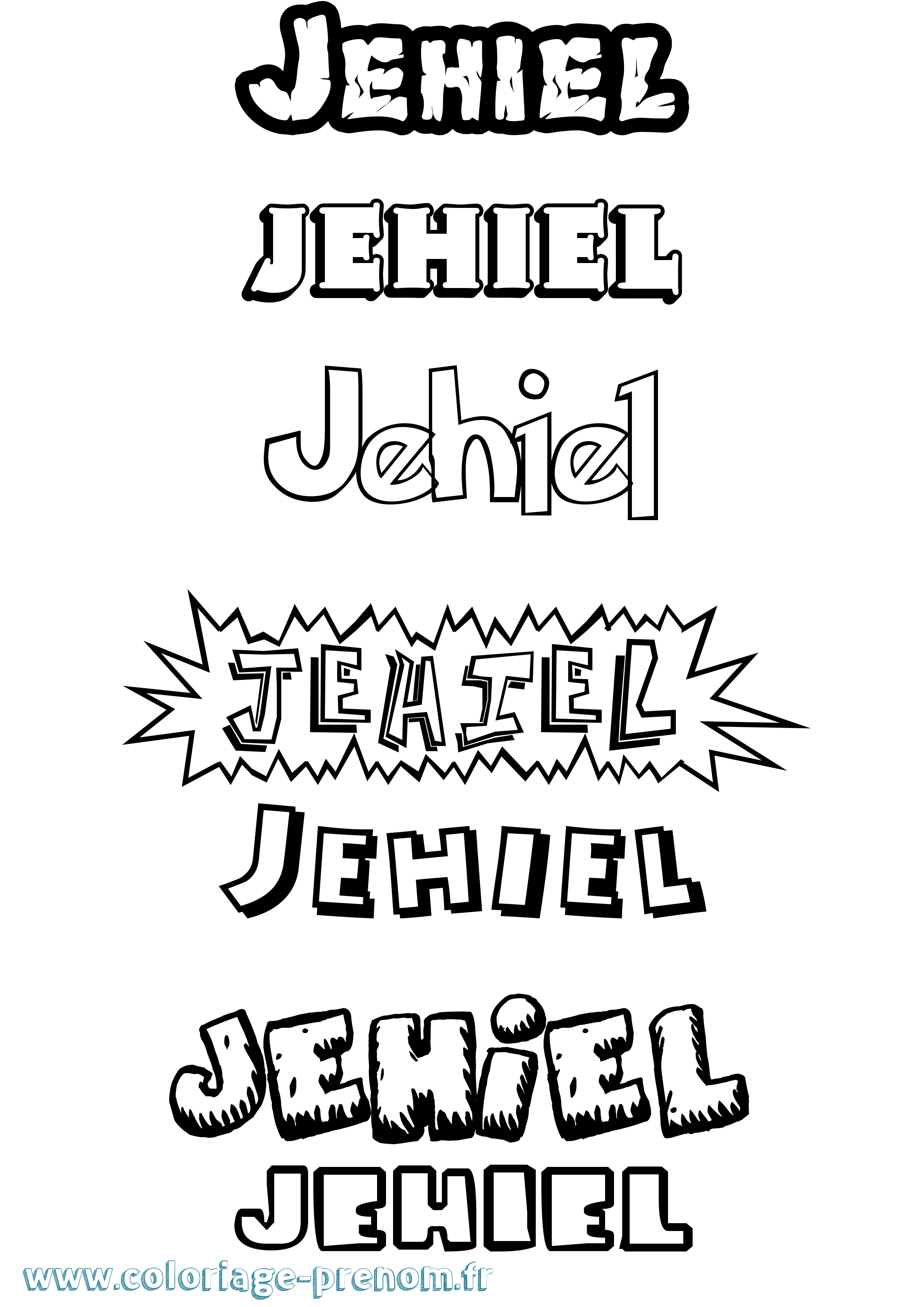 Coloriage Jehiel Dessin Animé Coloriage prénom Jehiel Dessin Animé