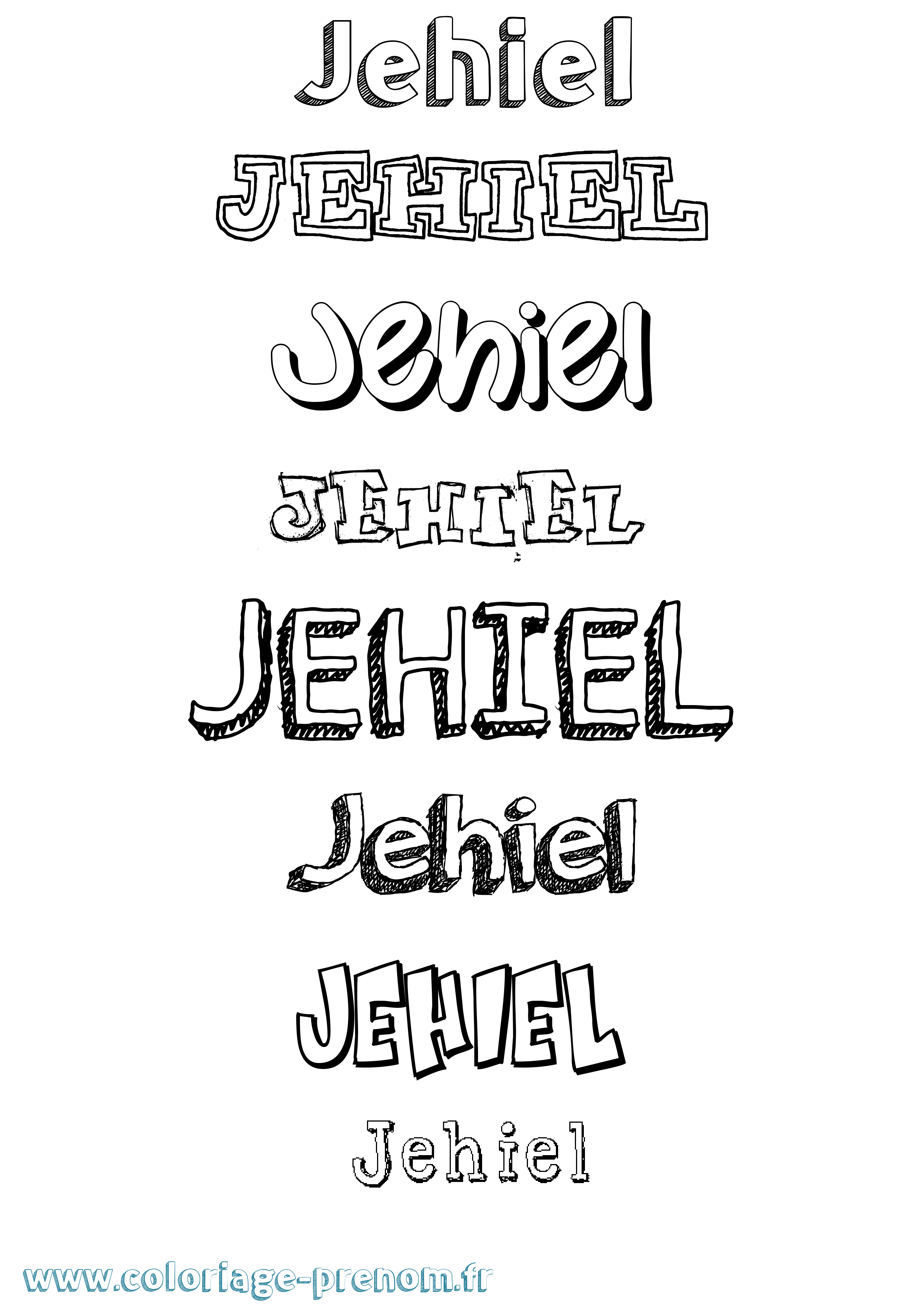 Coloriage Jehiel Dessiné Coloriage prénom Jehiel Dessiné