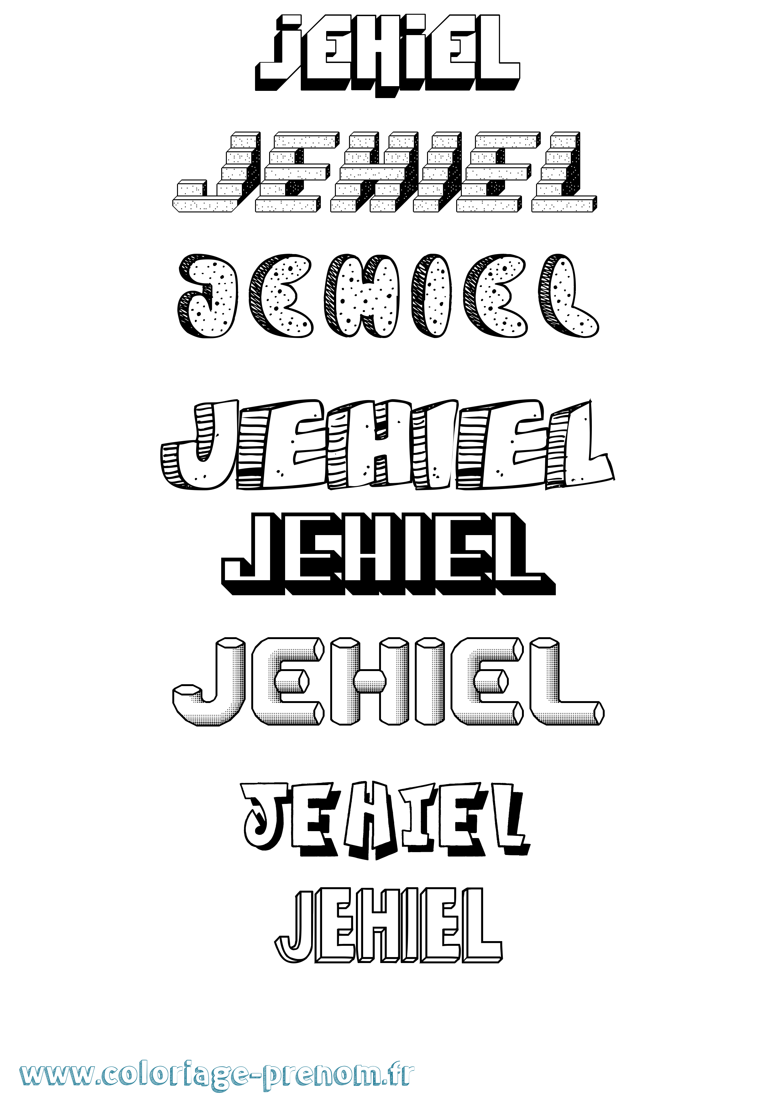 Coloriage Jehiel Effet 3D Coloriage prénom Jehiel Effet 3D