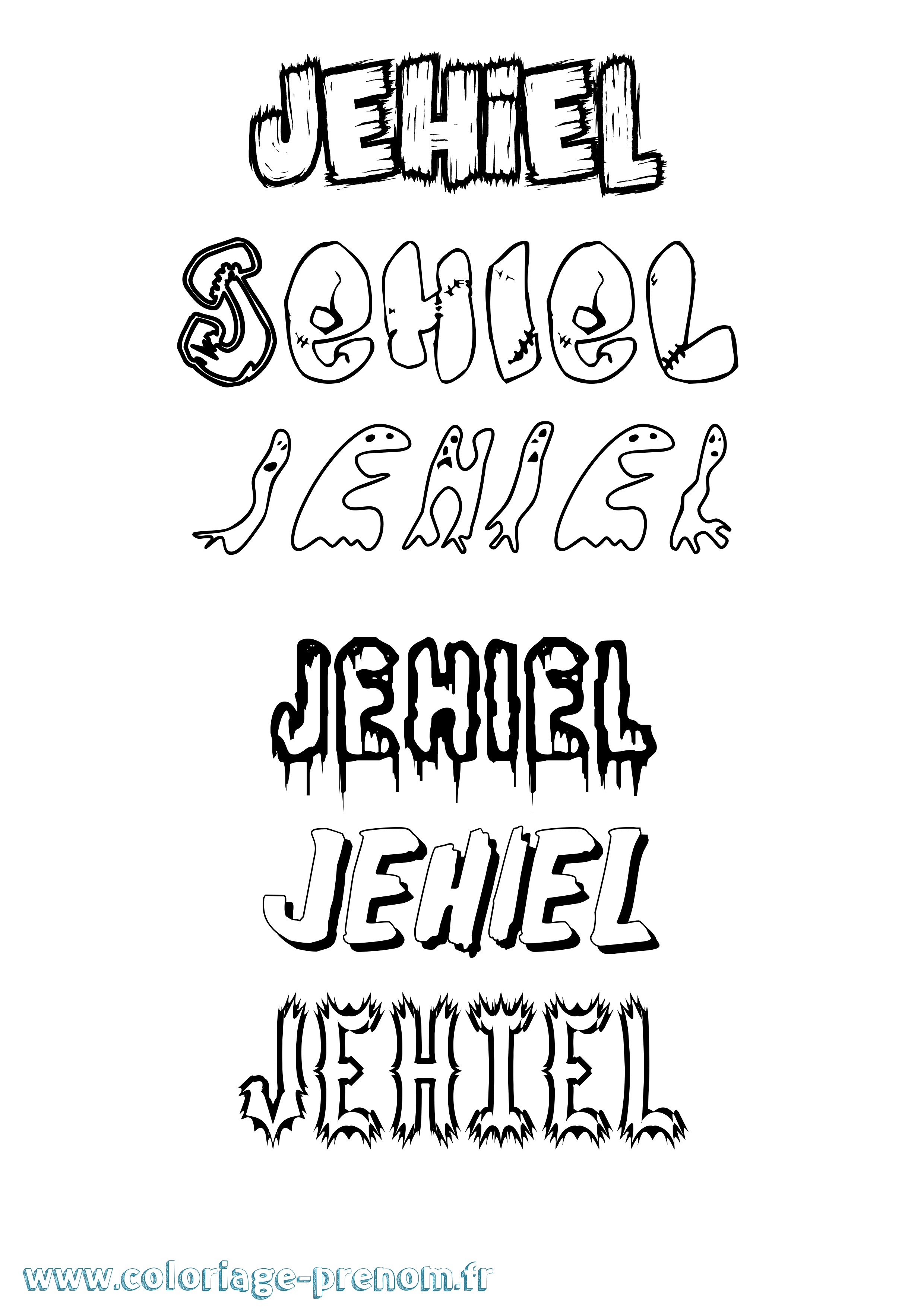 Coloriage Jehiel Frisson Coloriage prénom Jehiel Frisson
