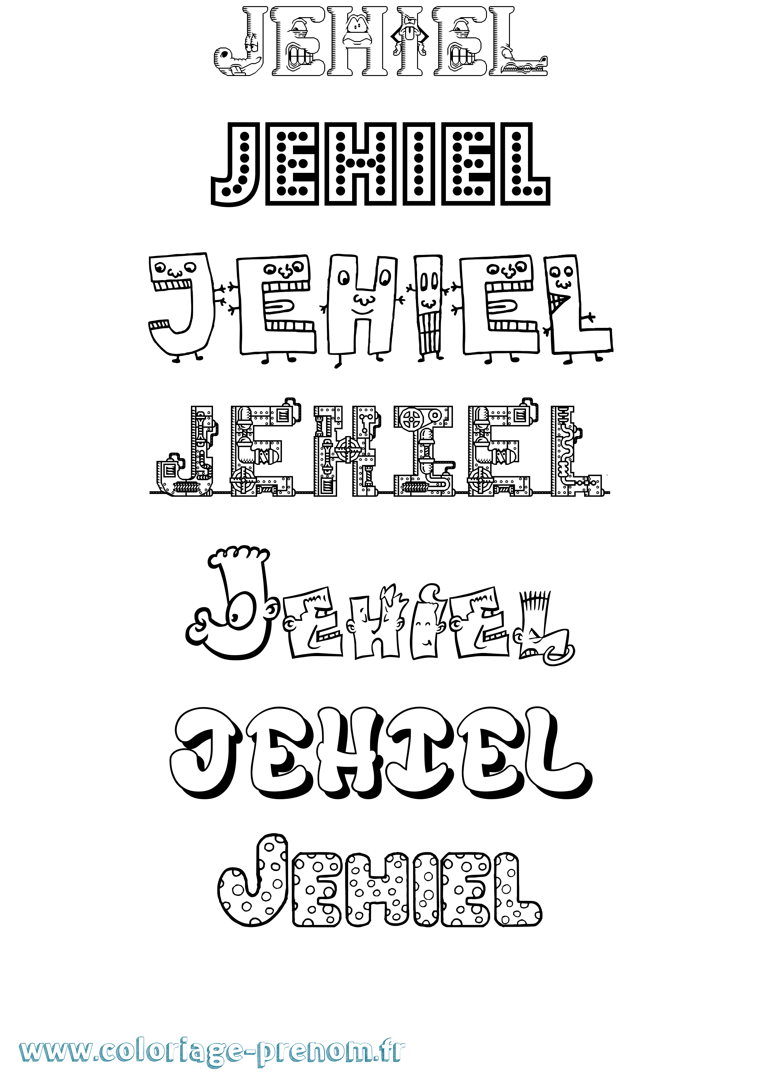Coloriage Jehiel Fun Coloriage prénom Jehiel Fun