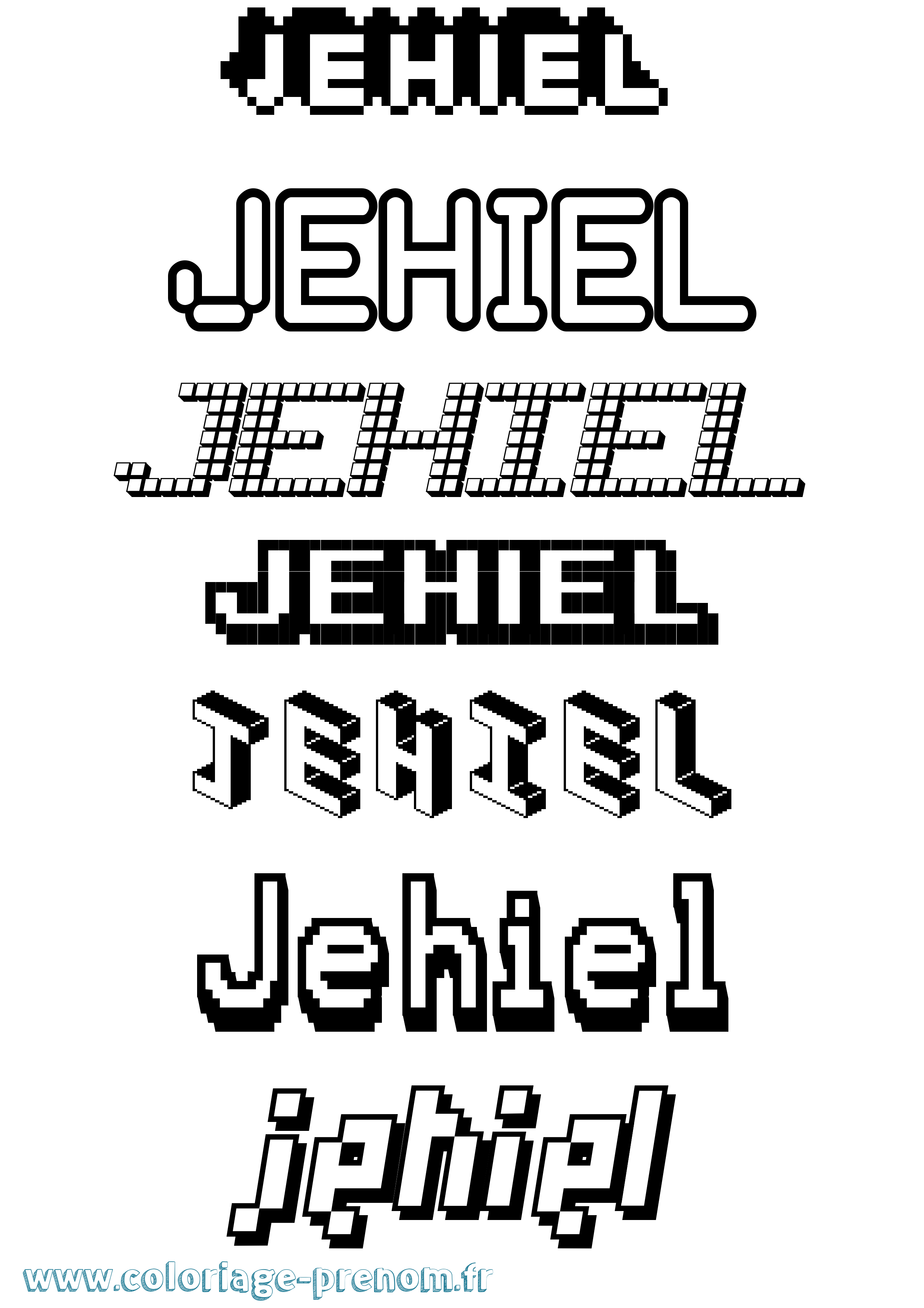 Coloriage Jehiel Pixel Coloriage prénom Jehiel Pixel