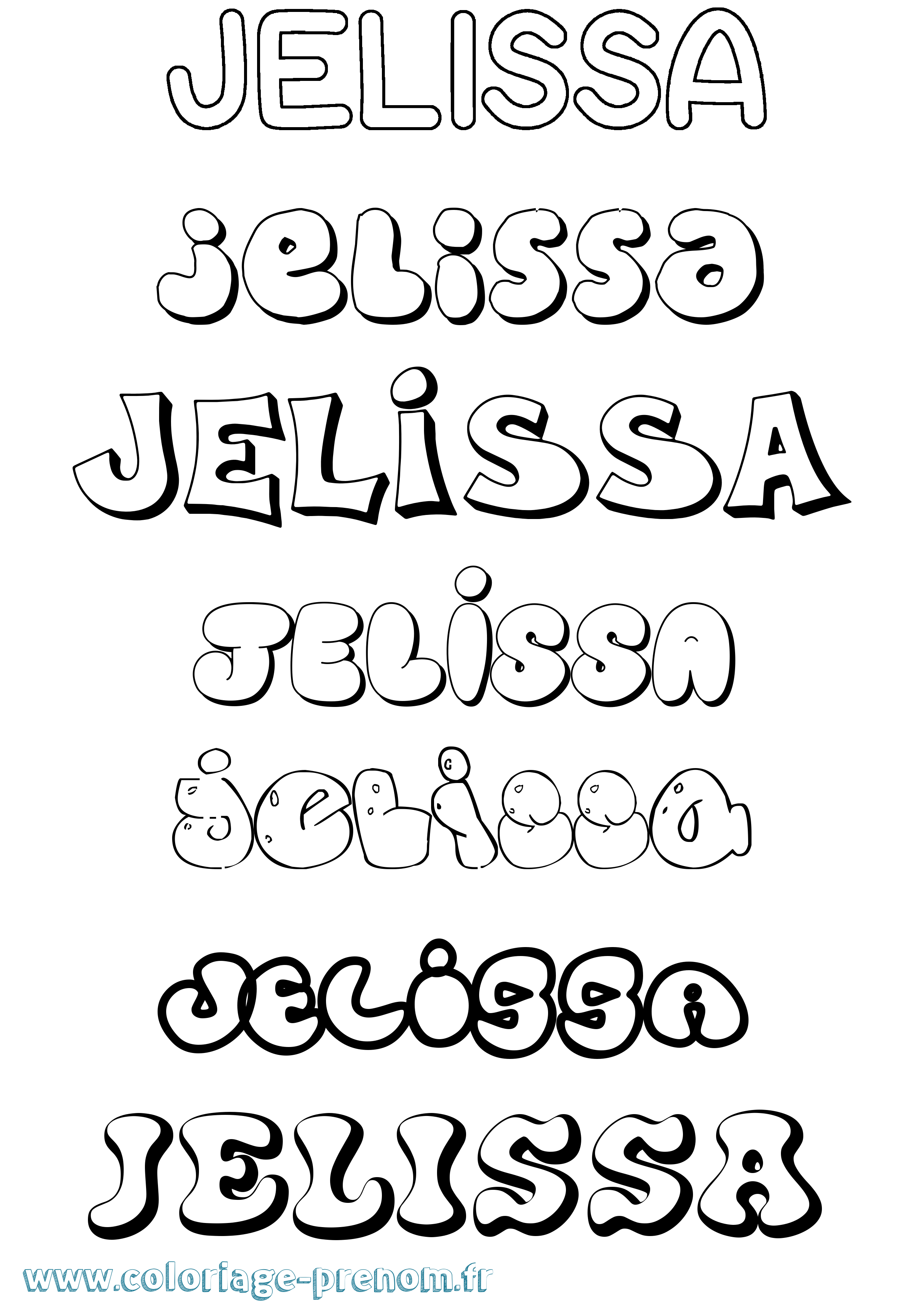 Coloriage Jelissa Bubble Coloriage prénom Jelissa Bubble