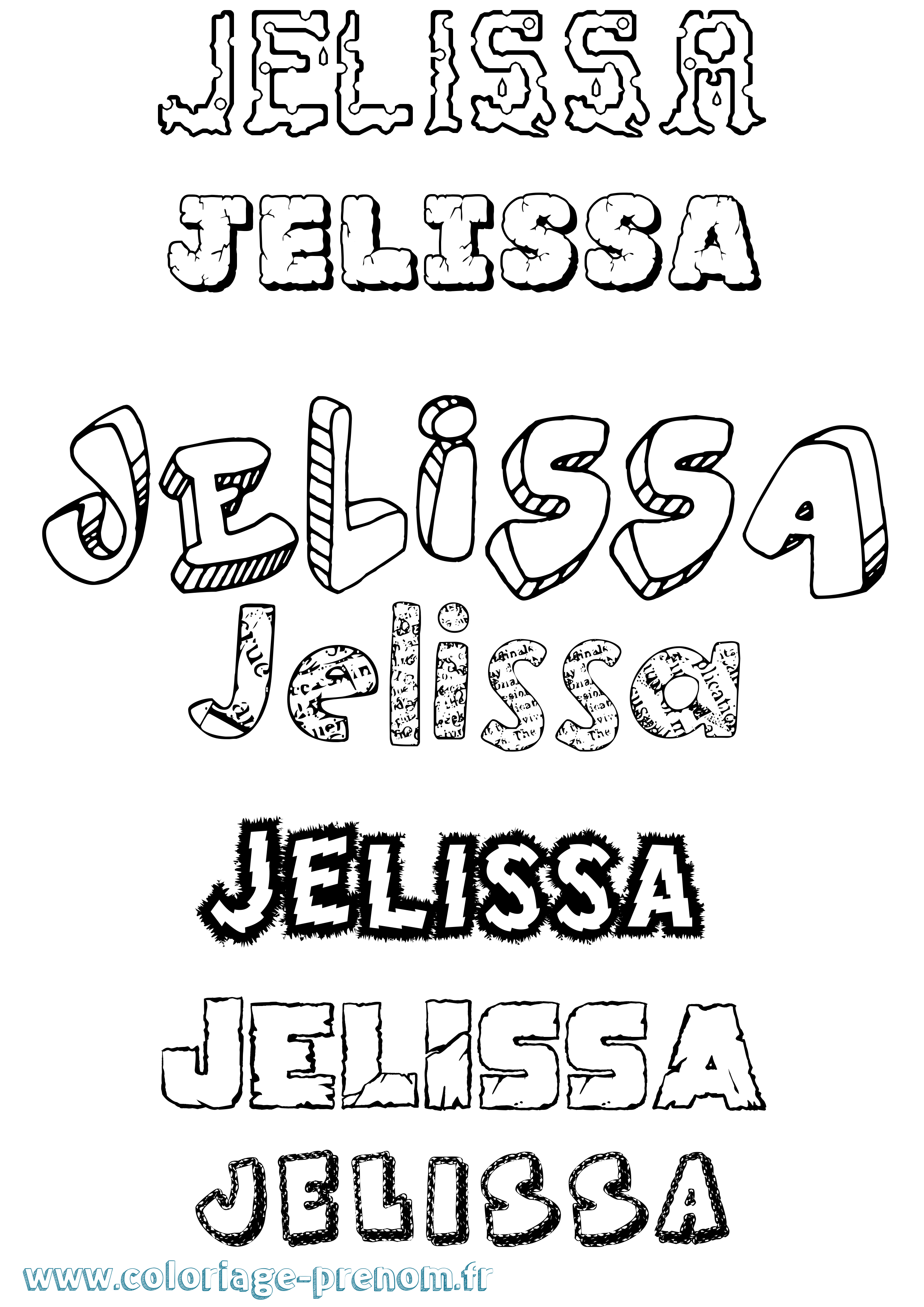 Coloriage Jelissa Destructuré Coloriage prénom Jelissa Destructuré