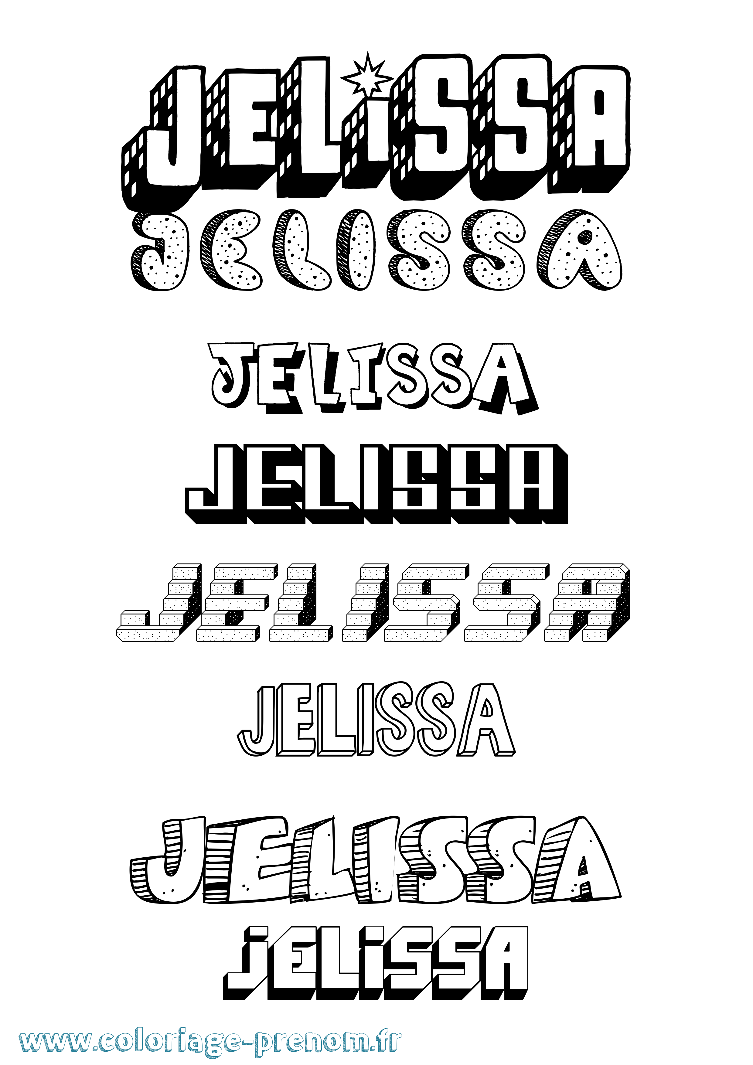 Coloriage Jelissa Effet 3D Coloriage prénom Jelissa Effet 3D