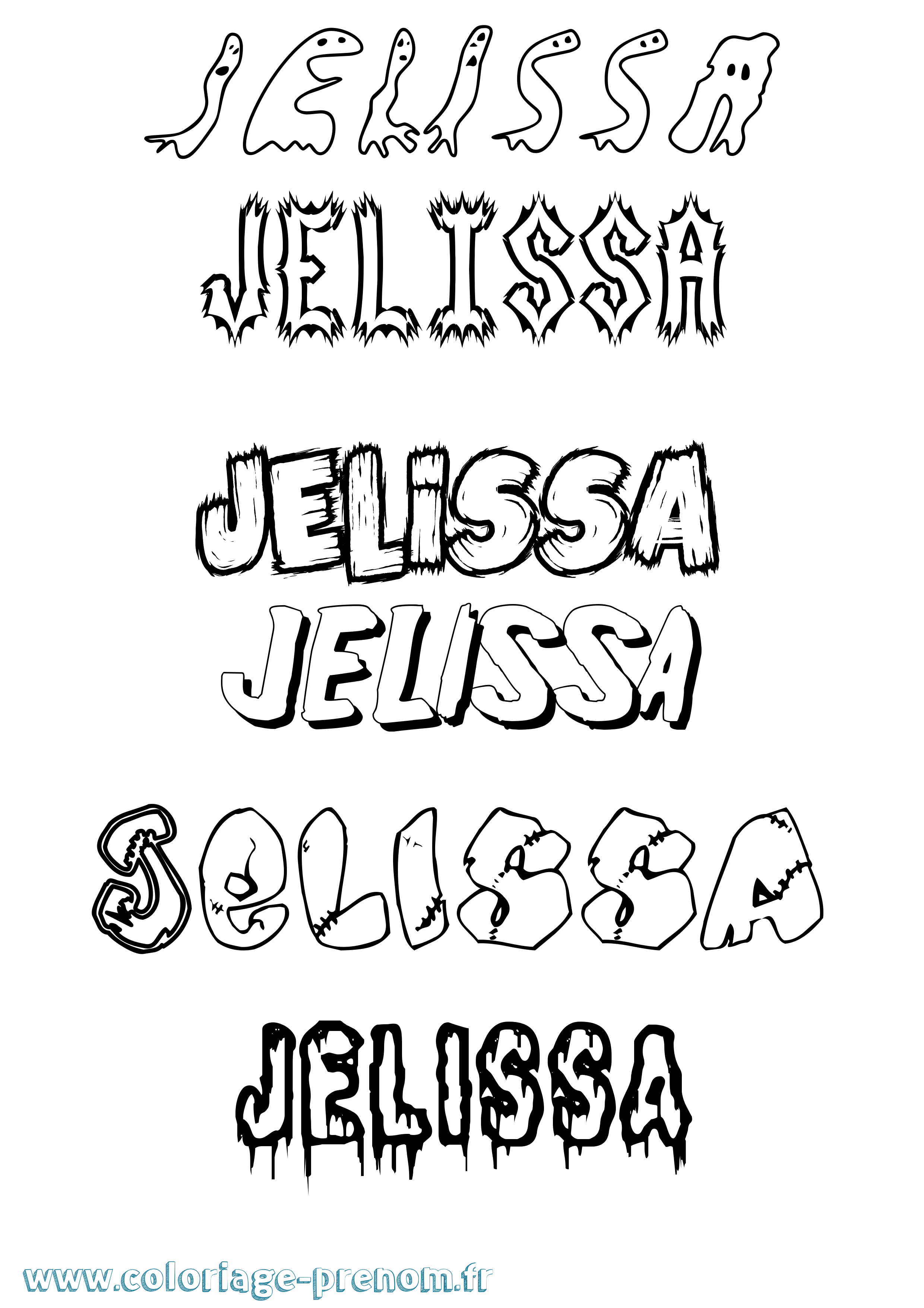 Coloriage Jelissa Frisson Coloriage prénom Jelissa Frisson