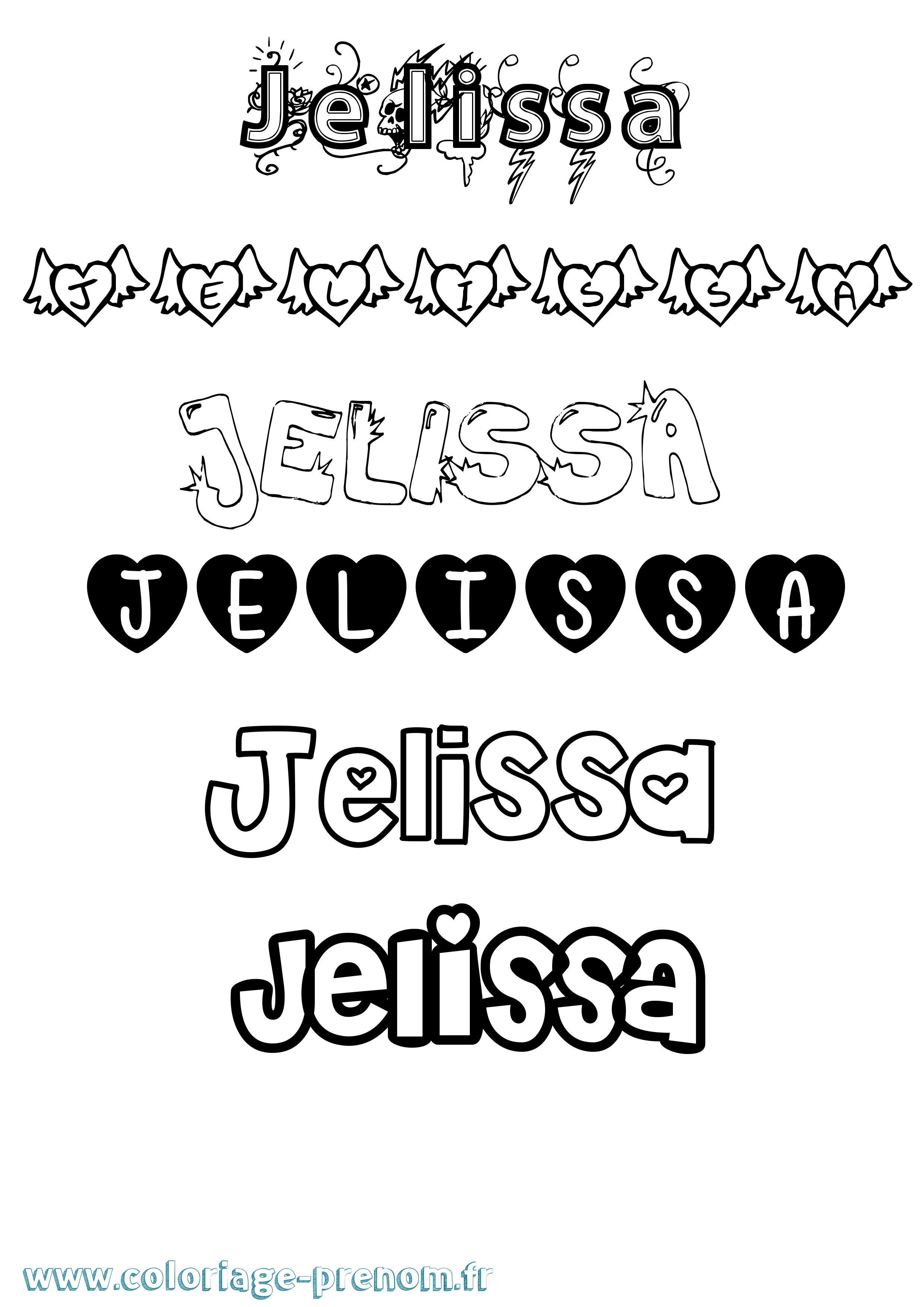 Coloriage Jelissa Girly Coloriage prénom Jelissa Girly