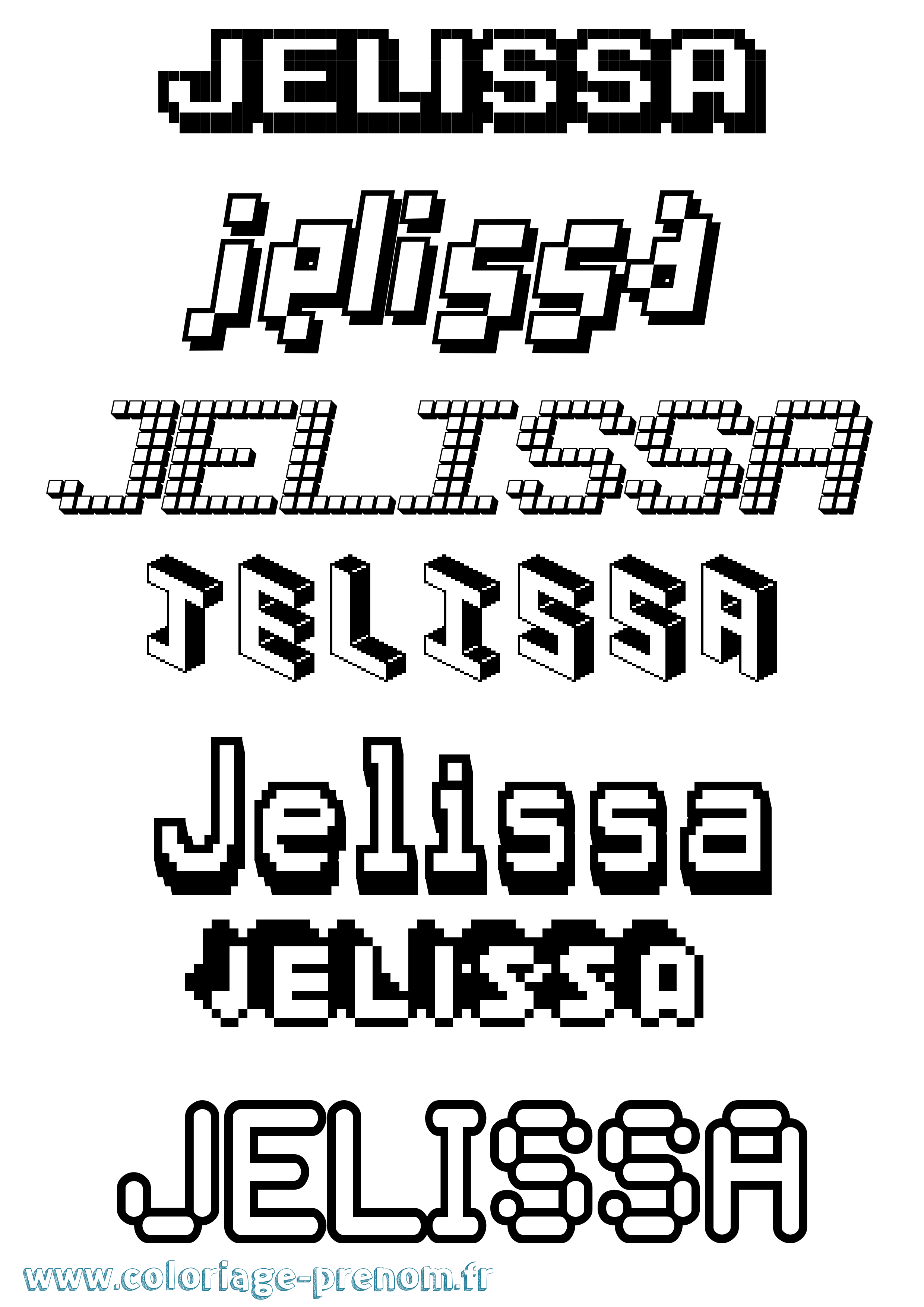 Coloriage Jelissa Pixel Coloriage prénom Jelissa Pixel