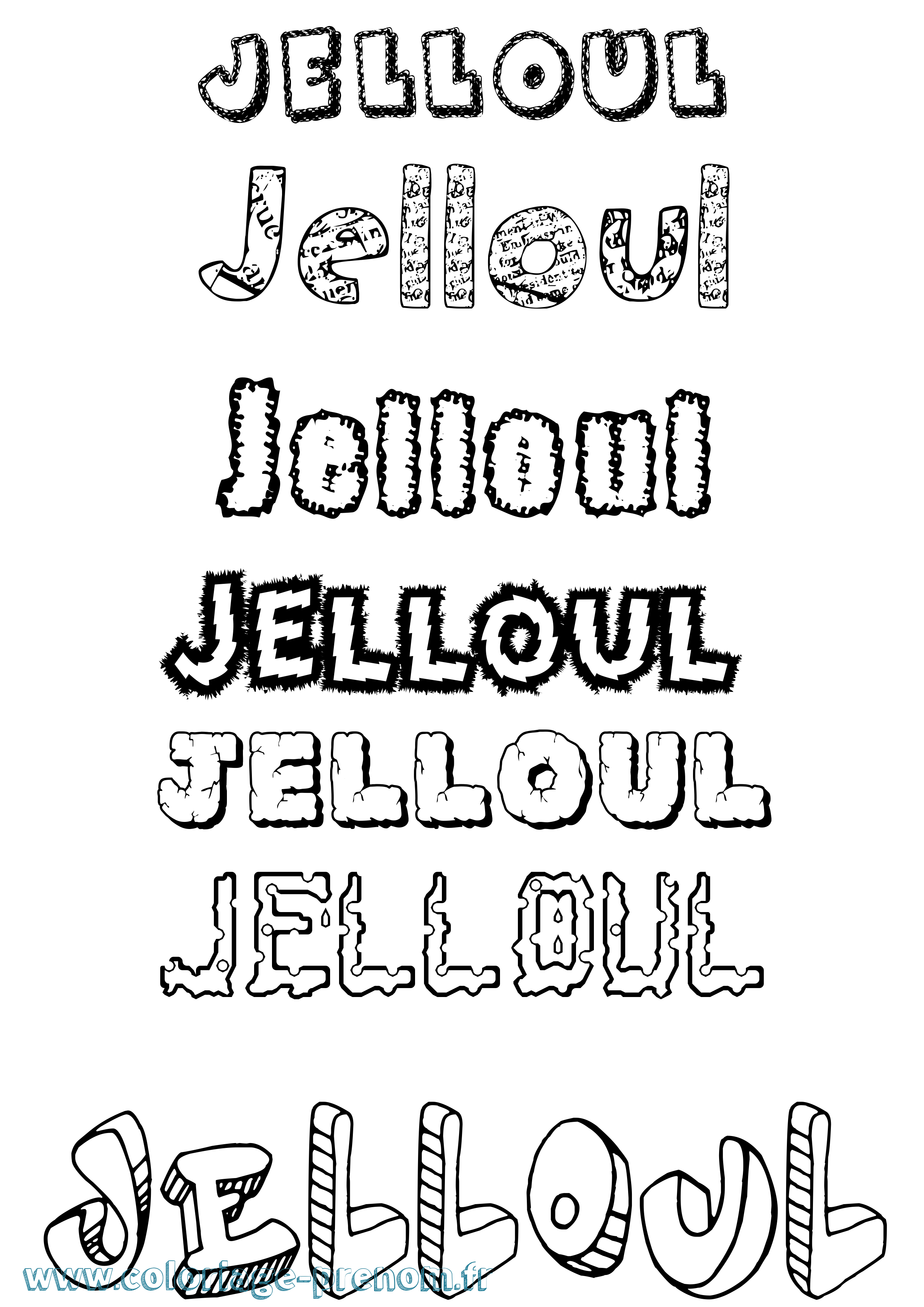 Coloriage Jelloul Destructuré Coloriage prénom Jelloul Destructuré
