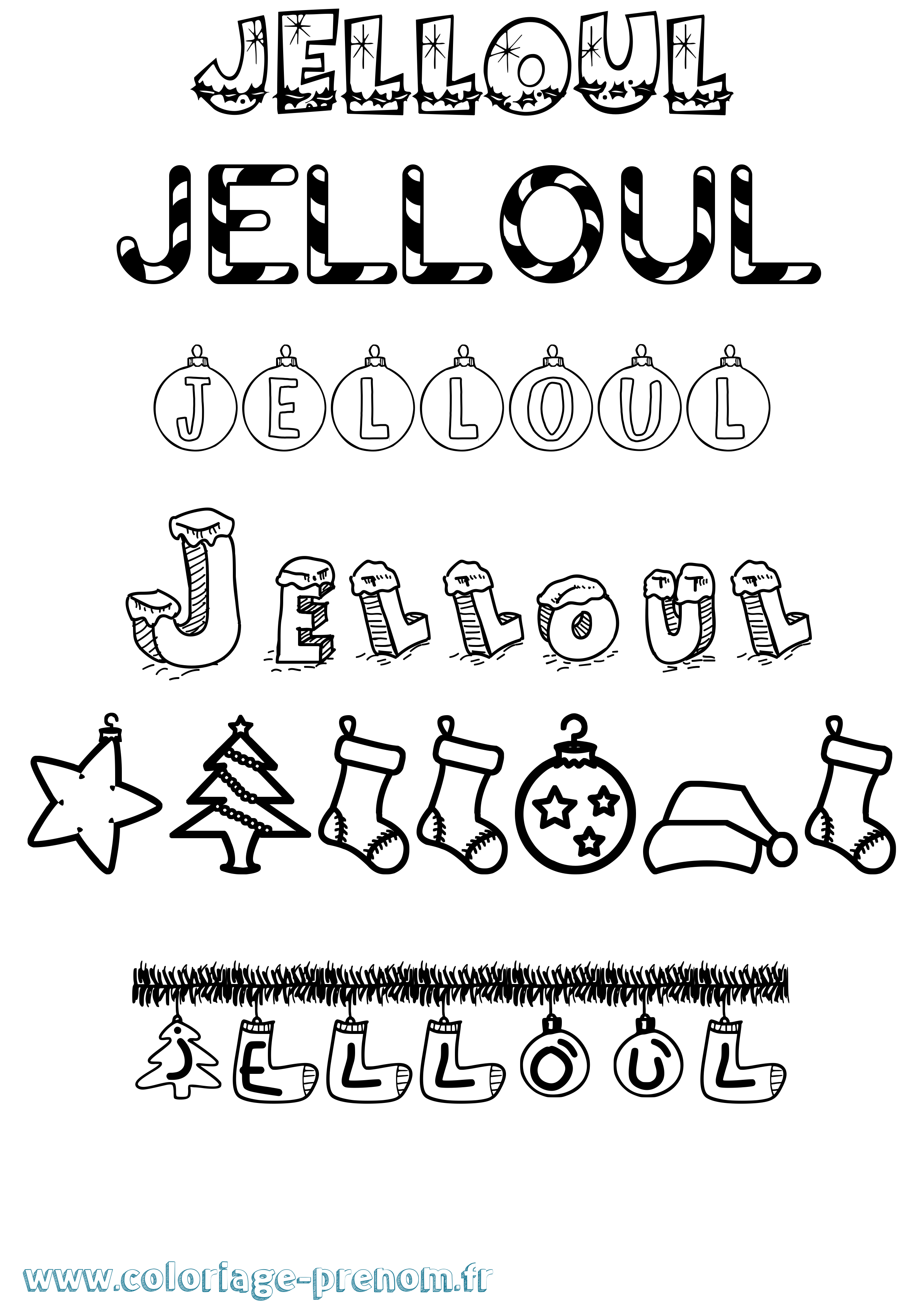 Coloriage Jelloul Noël Coloriage prénom Jelloul Noël