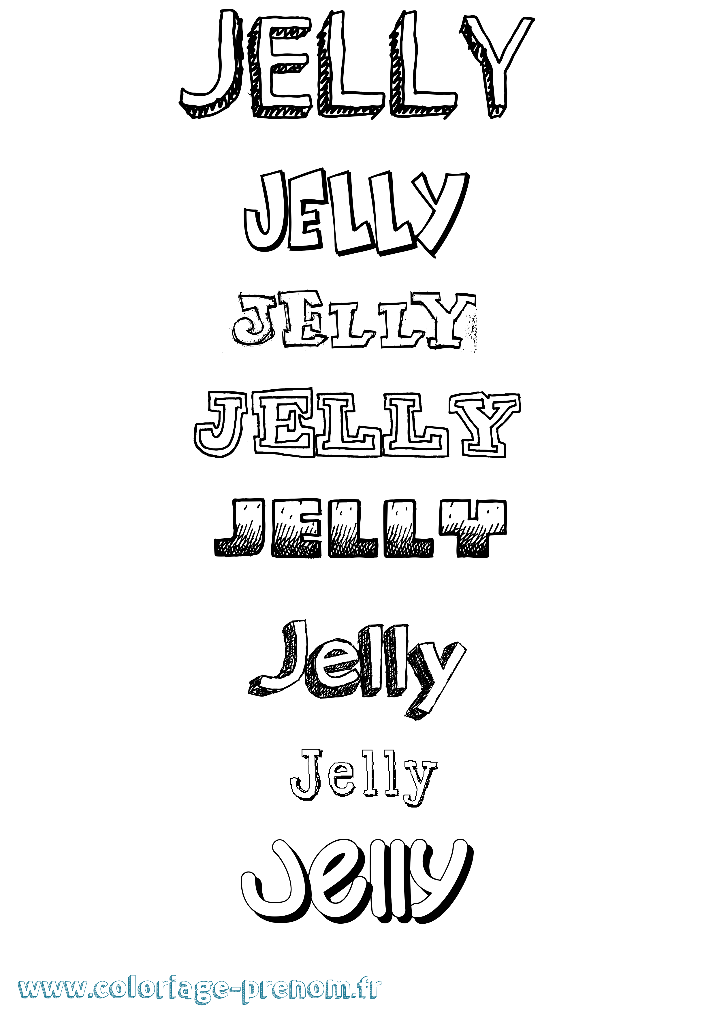 Coloriage Jelly Dessiné Coloriage prénom Jelly Dessiné