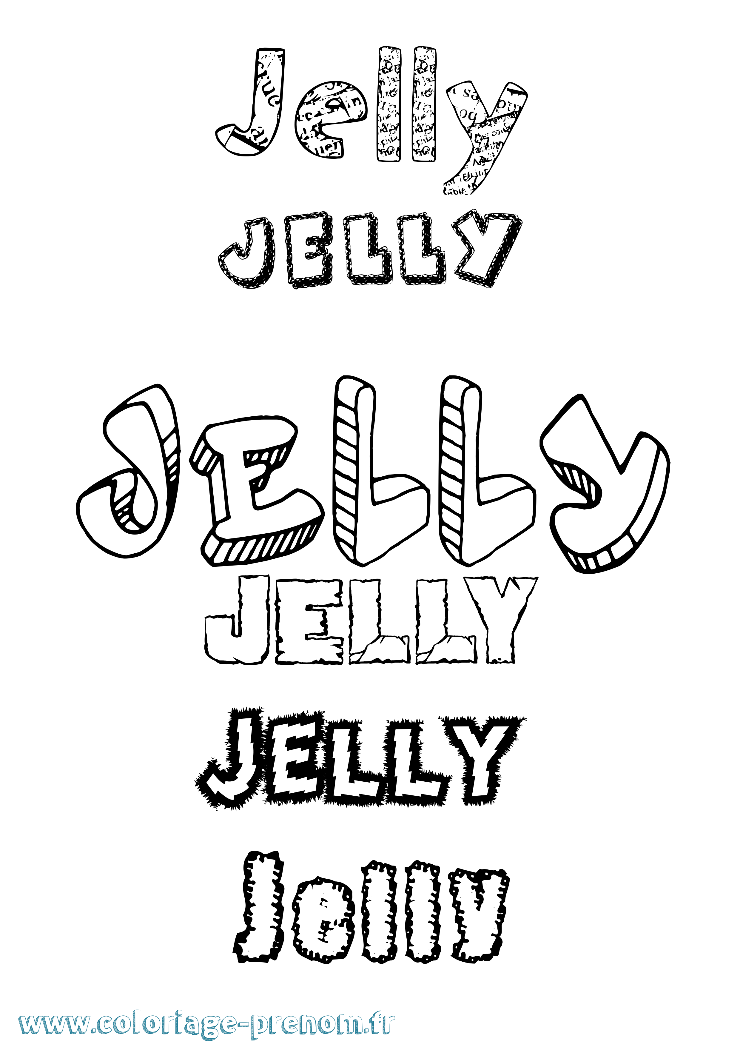 Coloriage Jelly Destructuré Coloriage prénom Jelly Destructuré