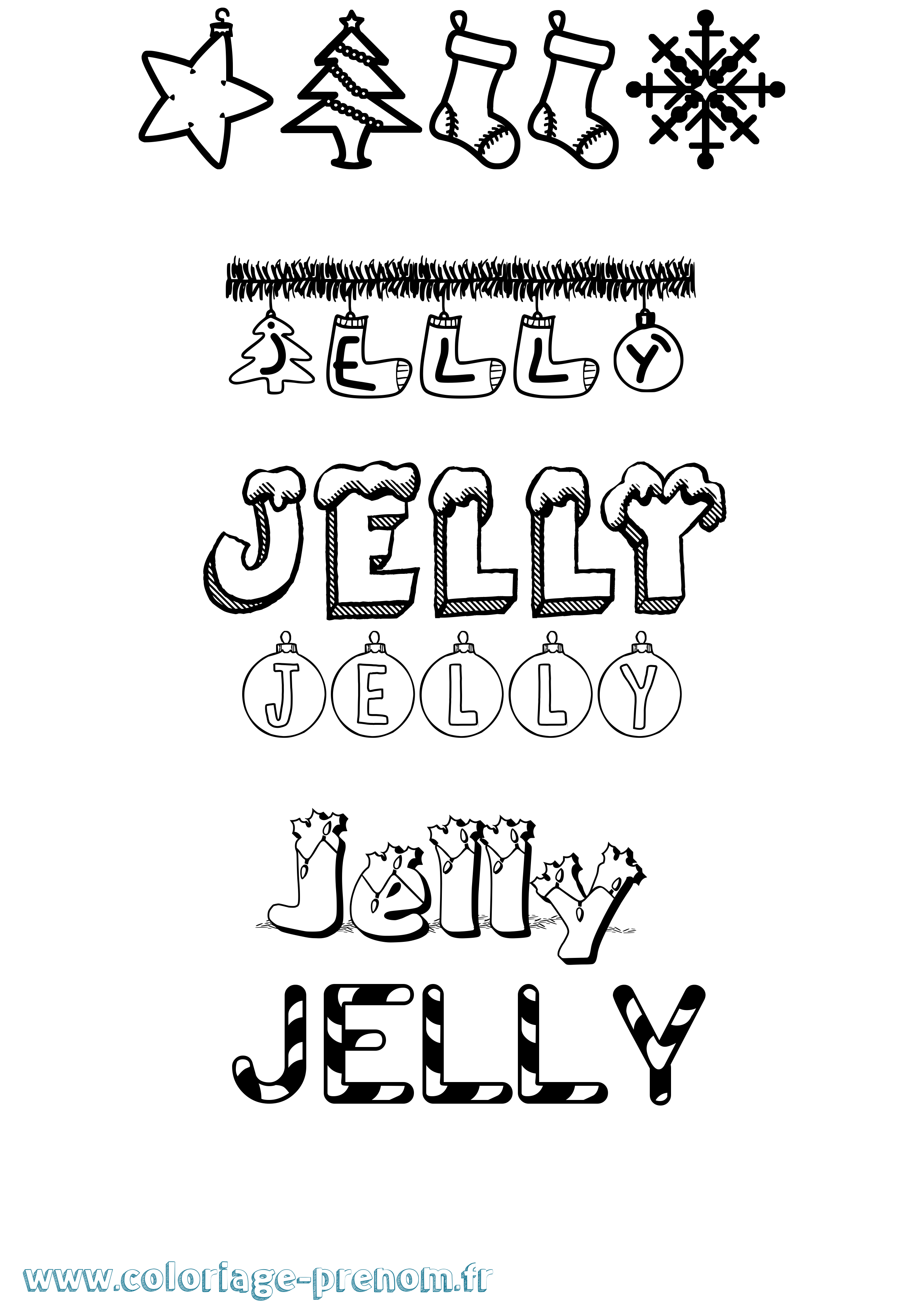 Coloriage Jelly Noël Coloriage prénom Jelly Noël
