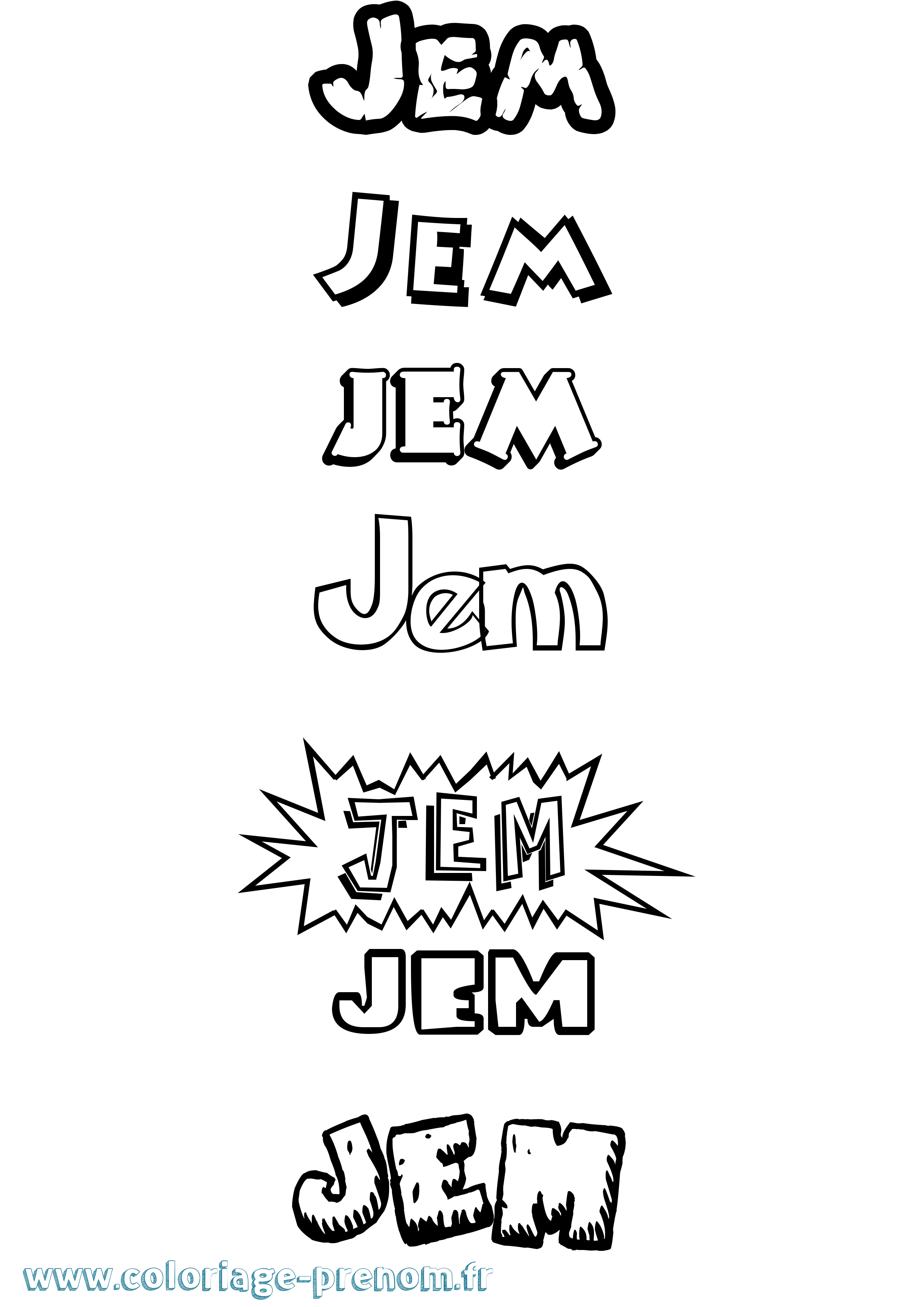 Coloriage Jem Dessin Animé Coloriage prénom Jem Dessin Animé