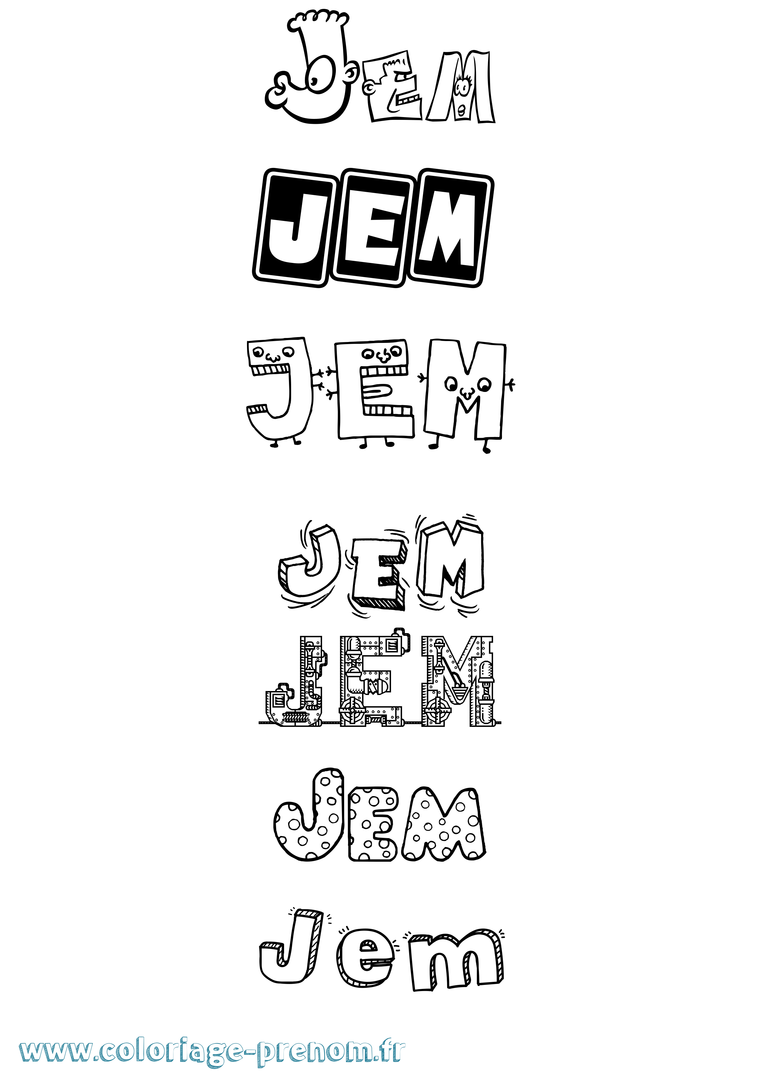Coloriage Jem Fun Coloriage prénom Jem Fun