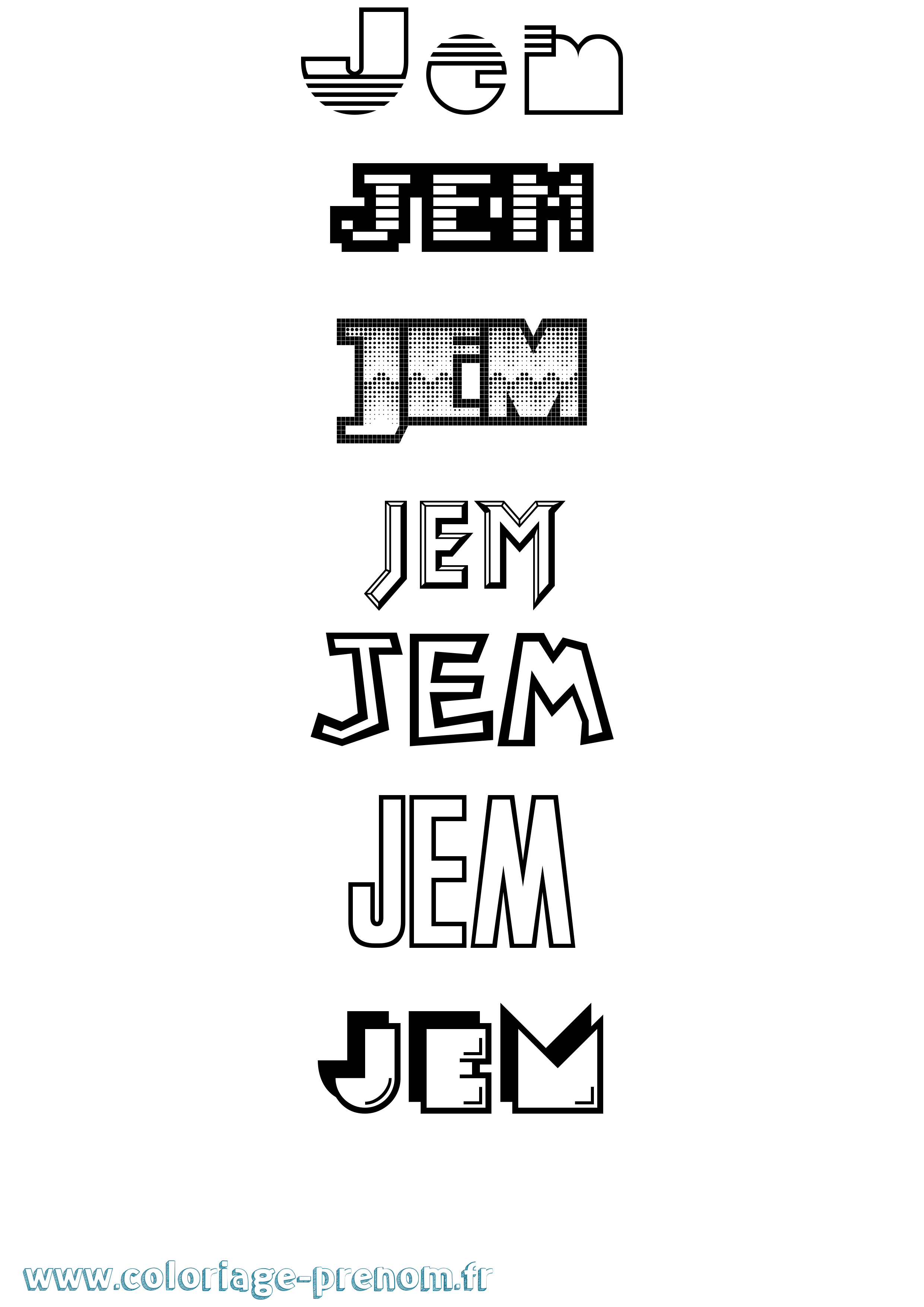 Coloriage Jem Jeux Vidéos Coloriage prénom Jem Jeux Vidéos