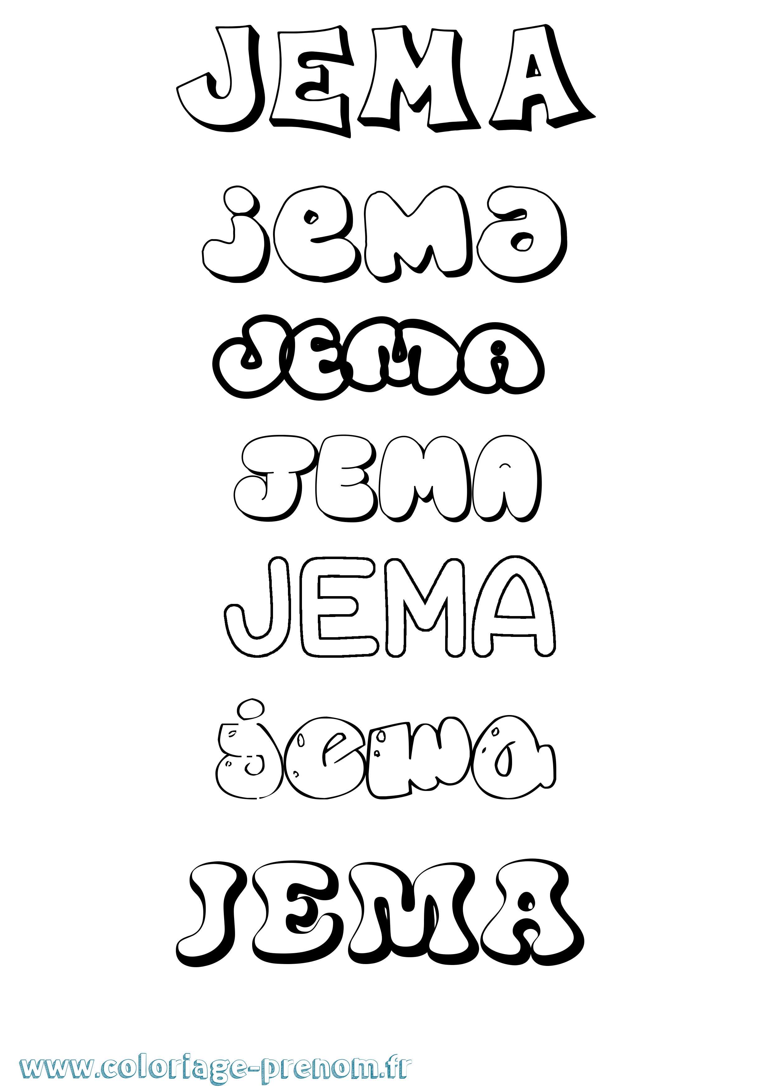 Coloriage Jema Bubble Coloriage prénom Jema Bubble