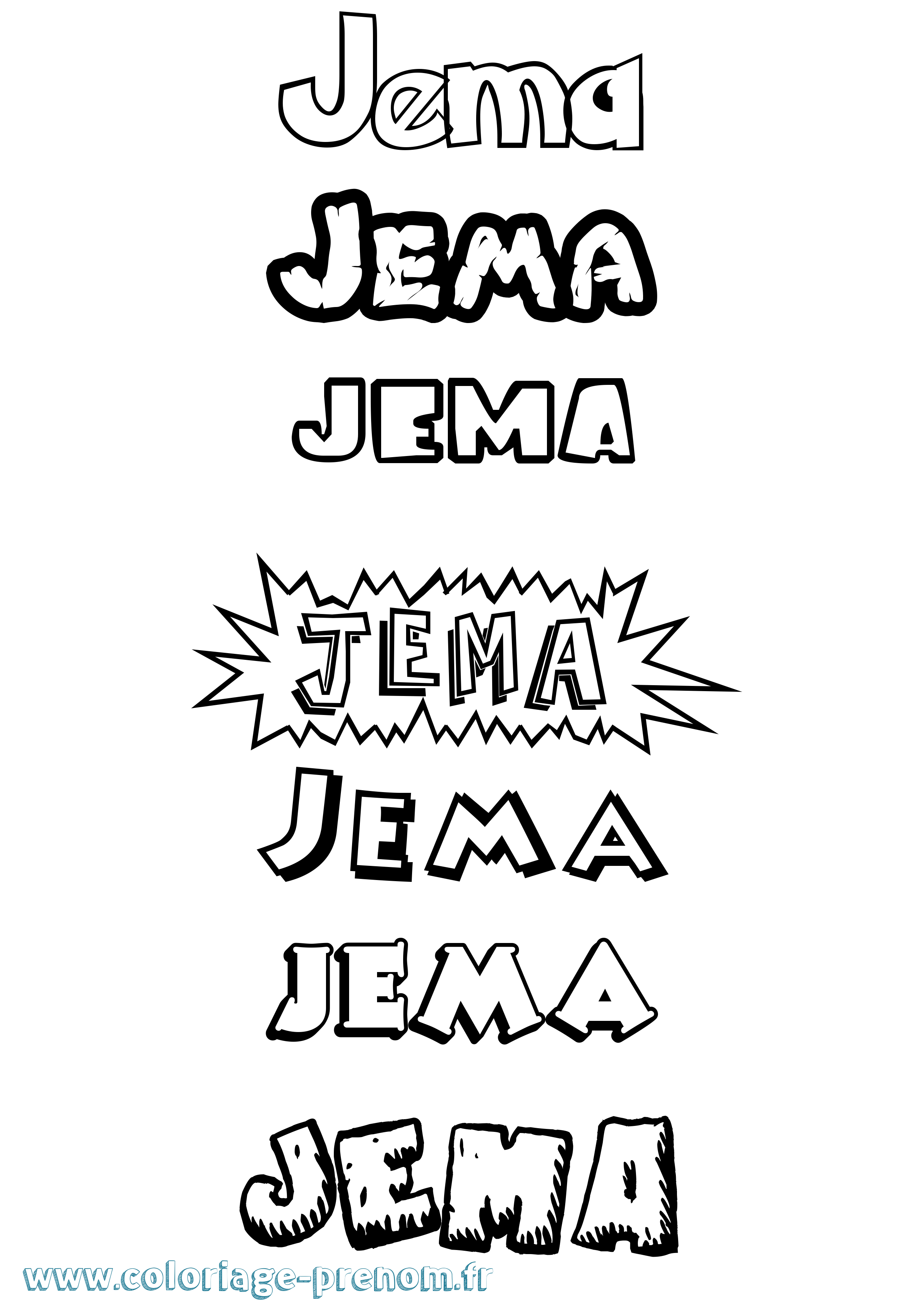 Coloriage Jema Dessin Animé Coloriage prénom Jema Dessin Animé