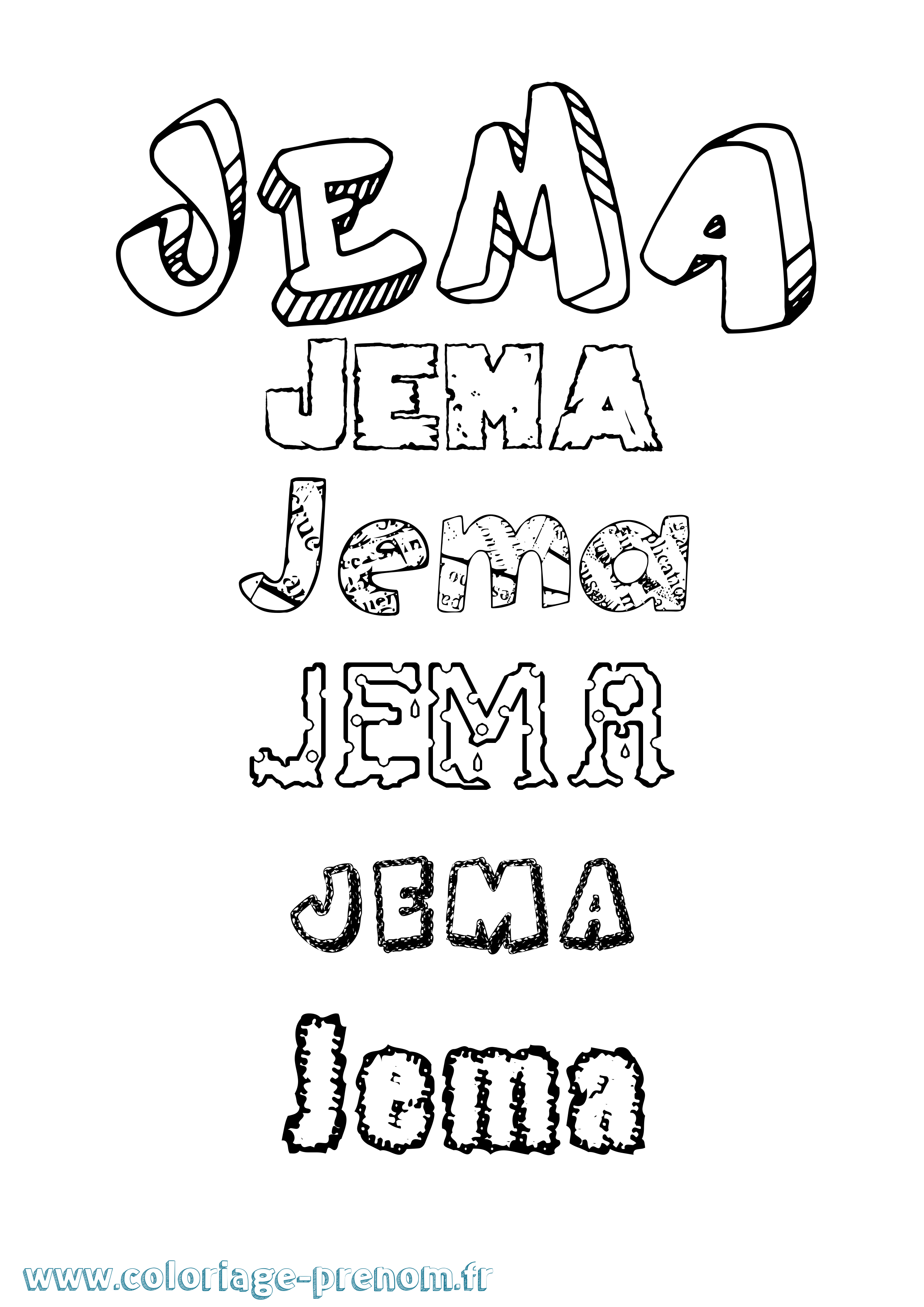 Coloriage Jema Destructuré Coloriage prénom Jema Destructuré