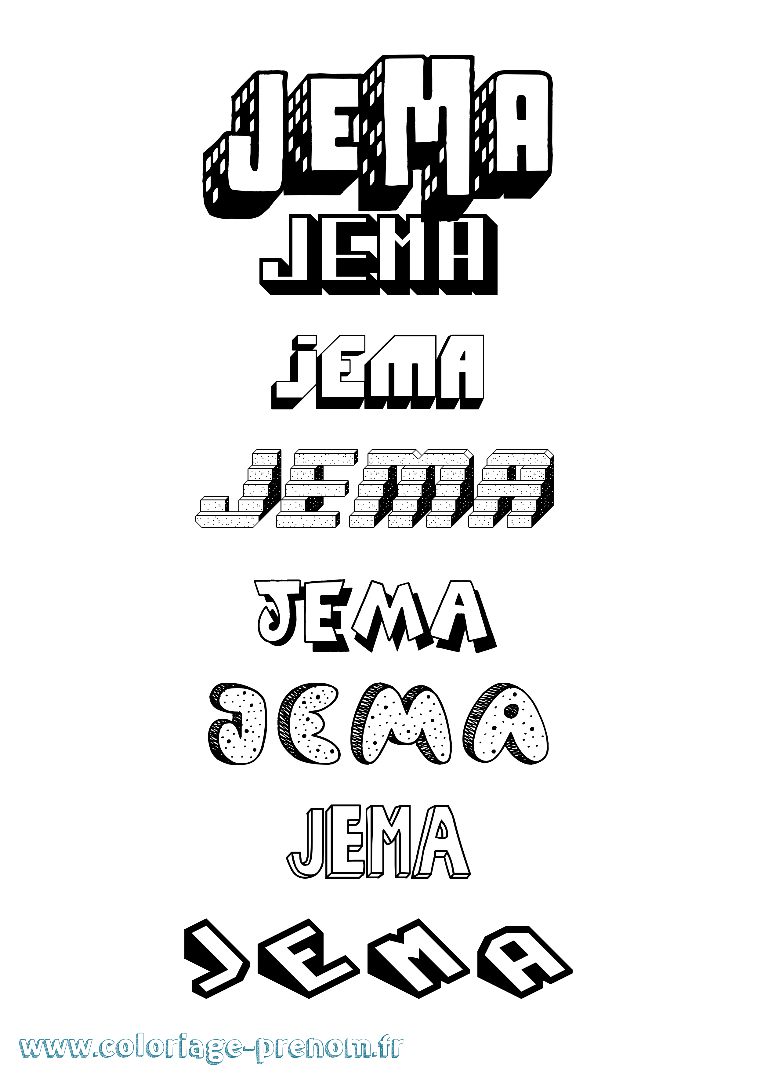 Coloriage Jema Effet 3D Coloriage prénom Jema Effet 3D