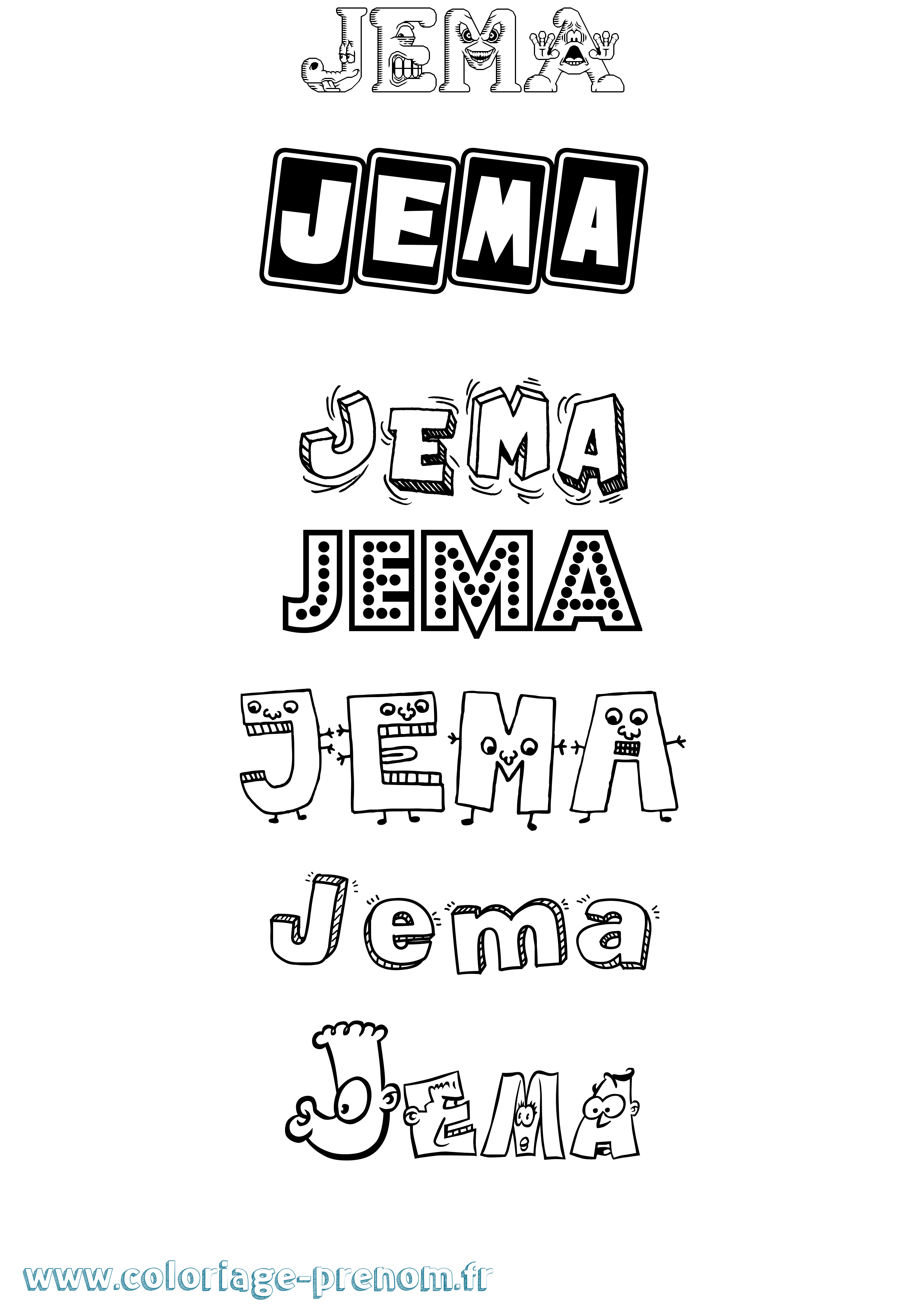 Coloriage Jema Fun Coloriage prénom Jema Fun