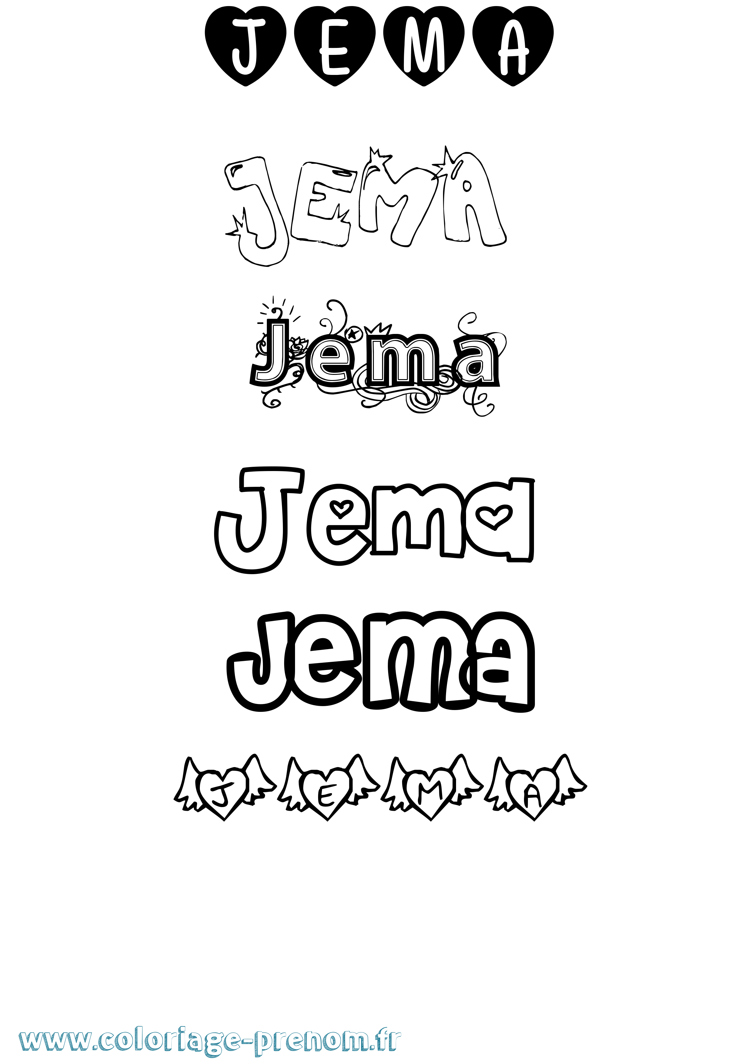 Coloriage Jema Girly Coloriage prénom Jema Girly
