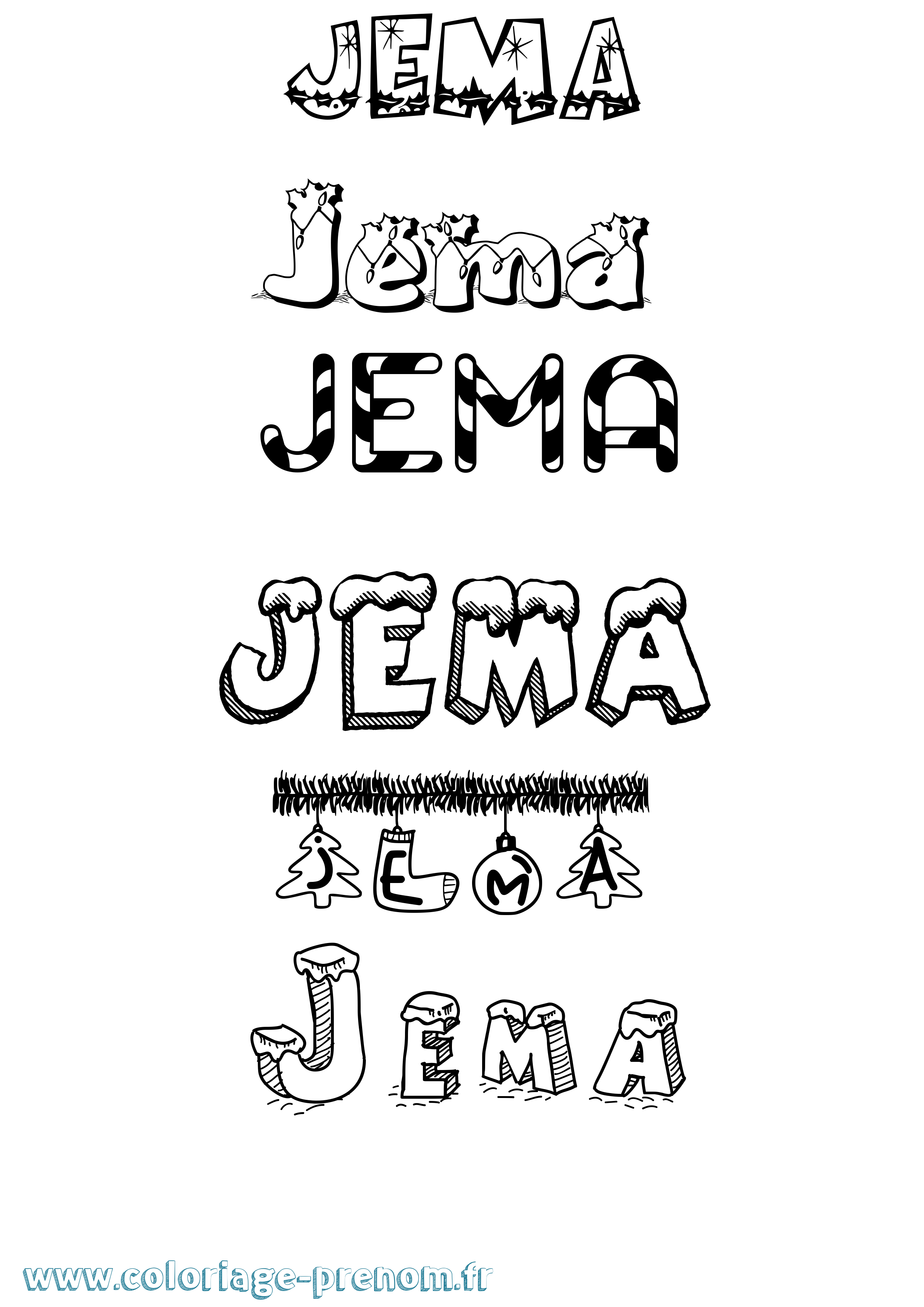 Coloriage Jema Noël Coloriage prénom Jema Noël