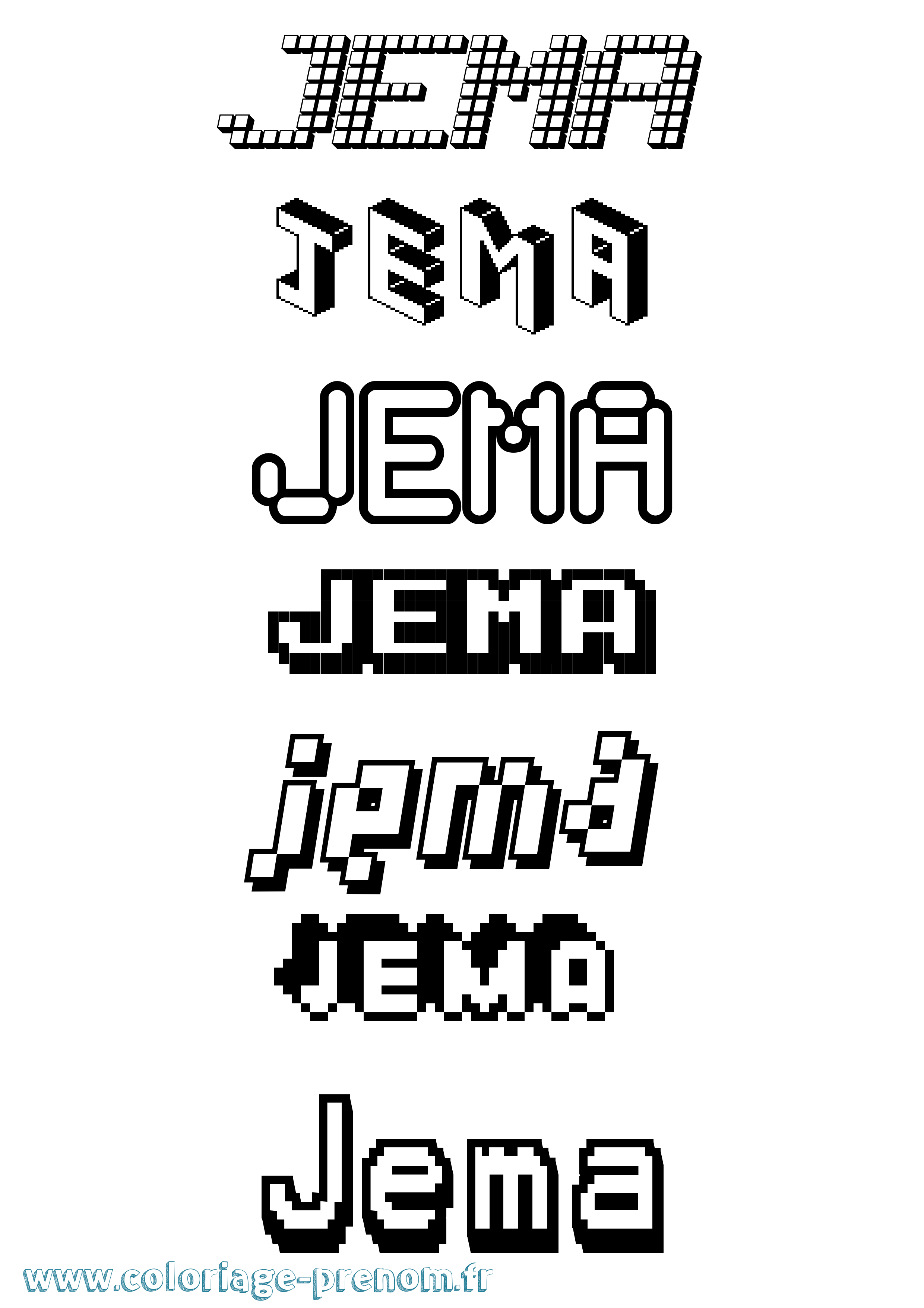 Coloriage Jema Pixel Coloriage prénom Jema Pixel