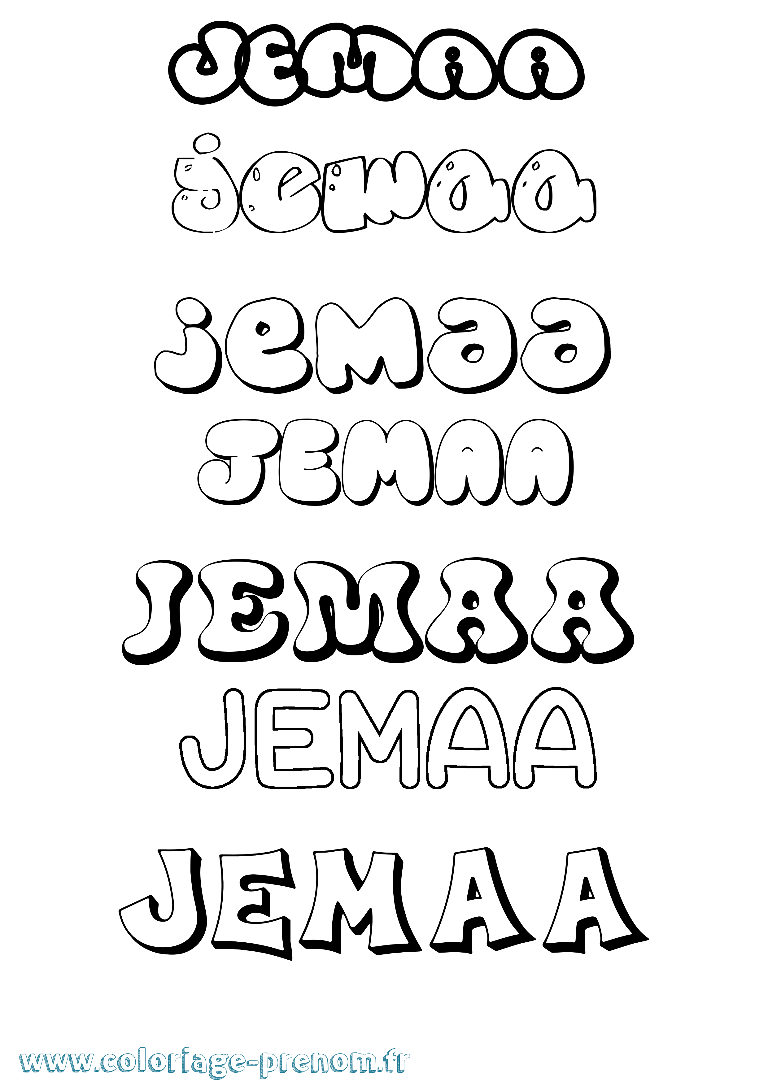 Coloriage Jemaa Bubble Coloriage prénom Jemaa Bubble