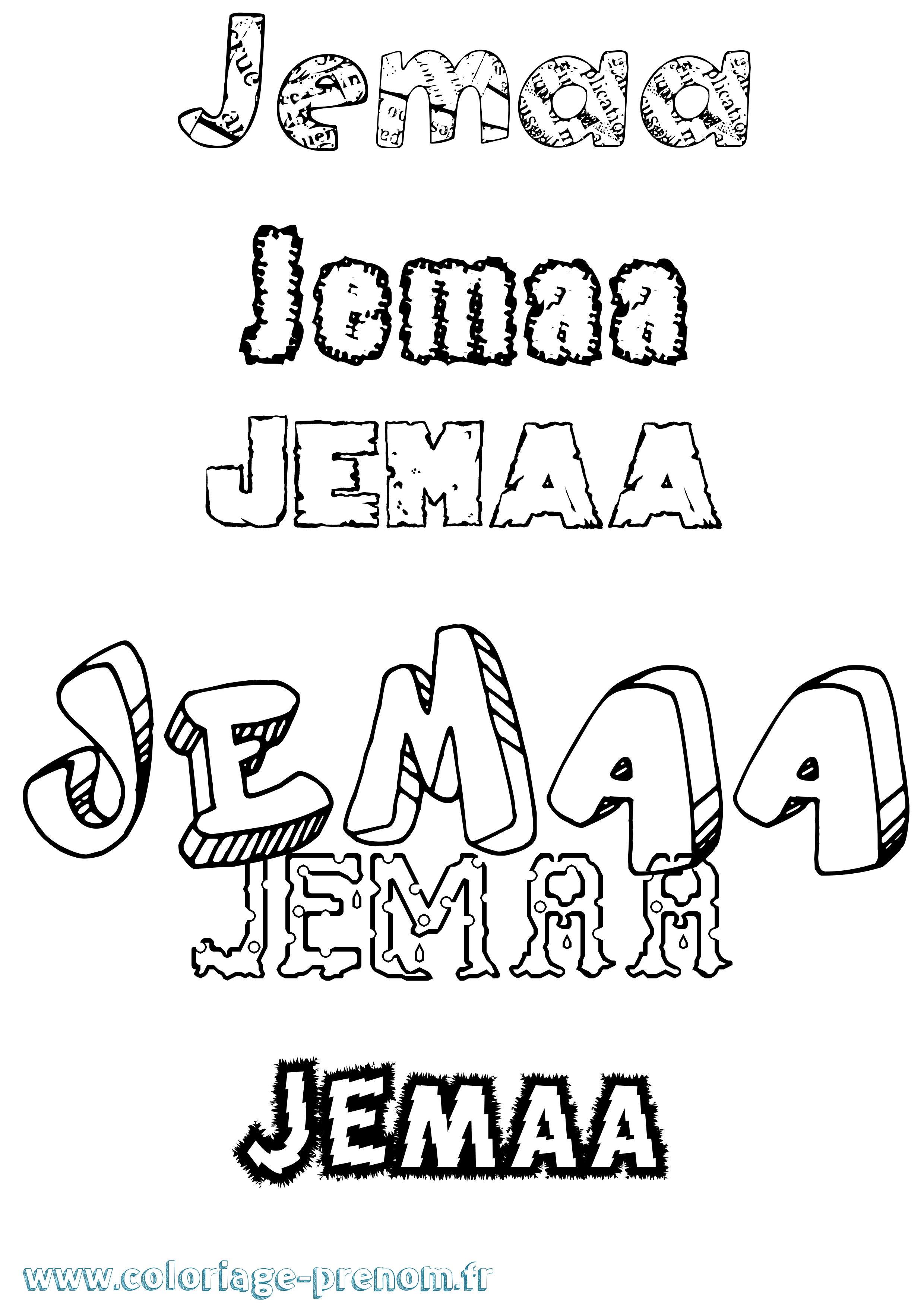 Coloriage Jemaa Destructuré Coloriage prénom Jemaa Destructuré