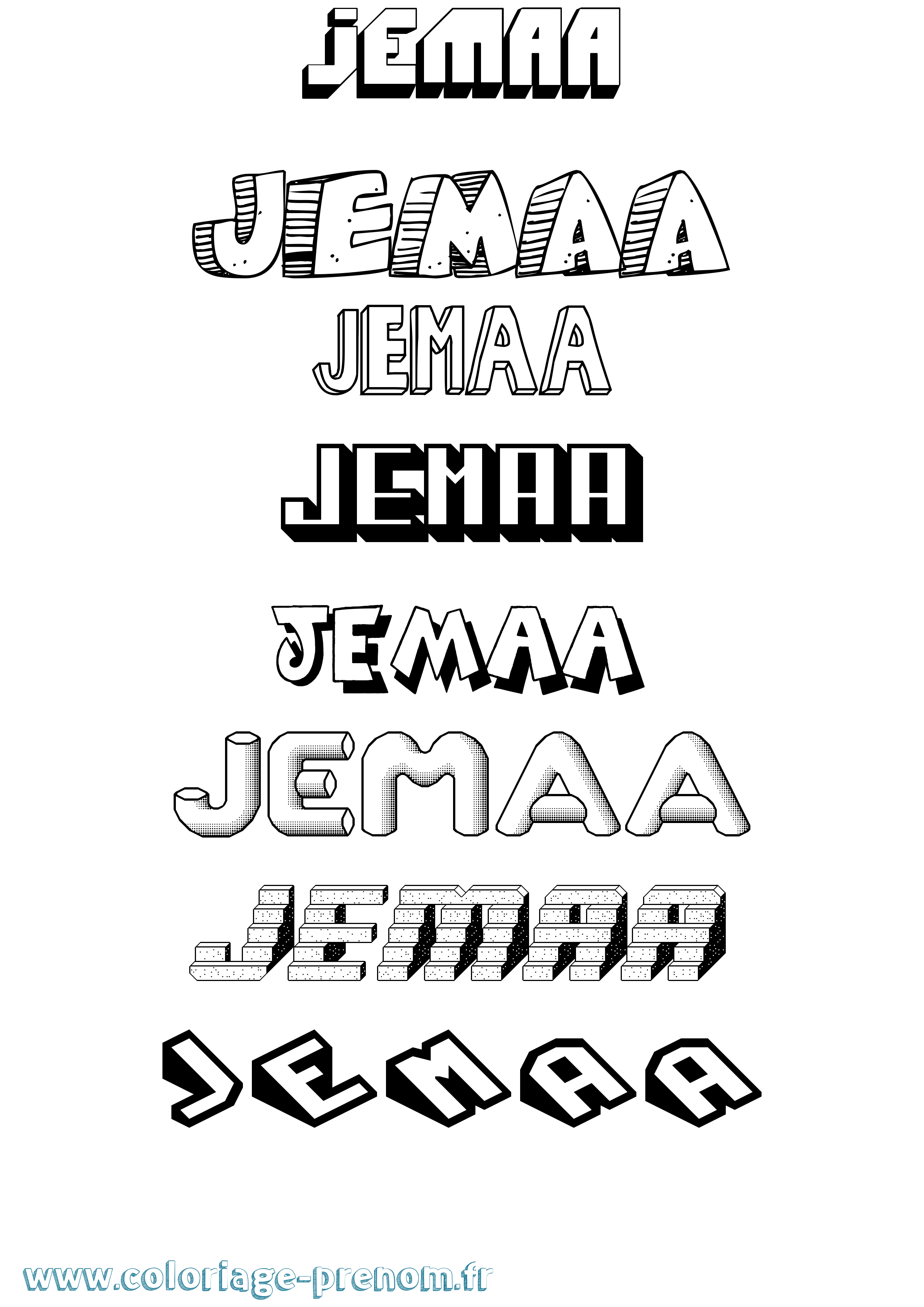 Coloriage Jemaa Effet 3D Coloriage prénom Jemaa Effet 3D