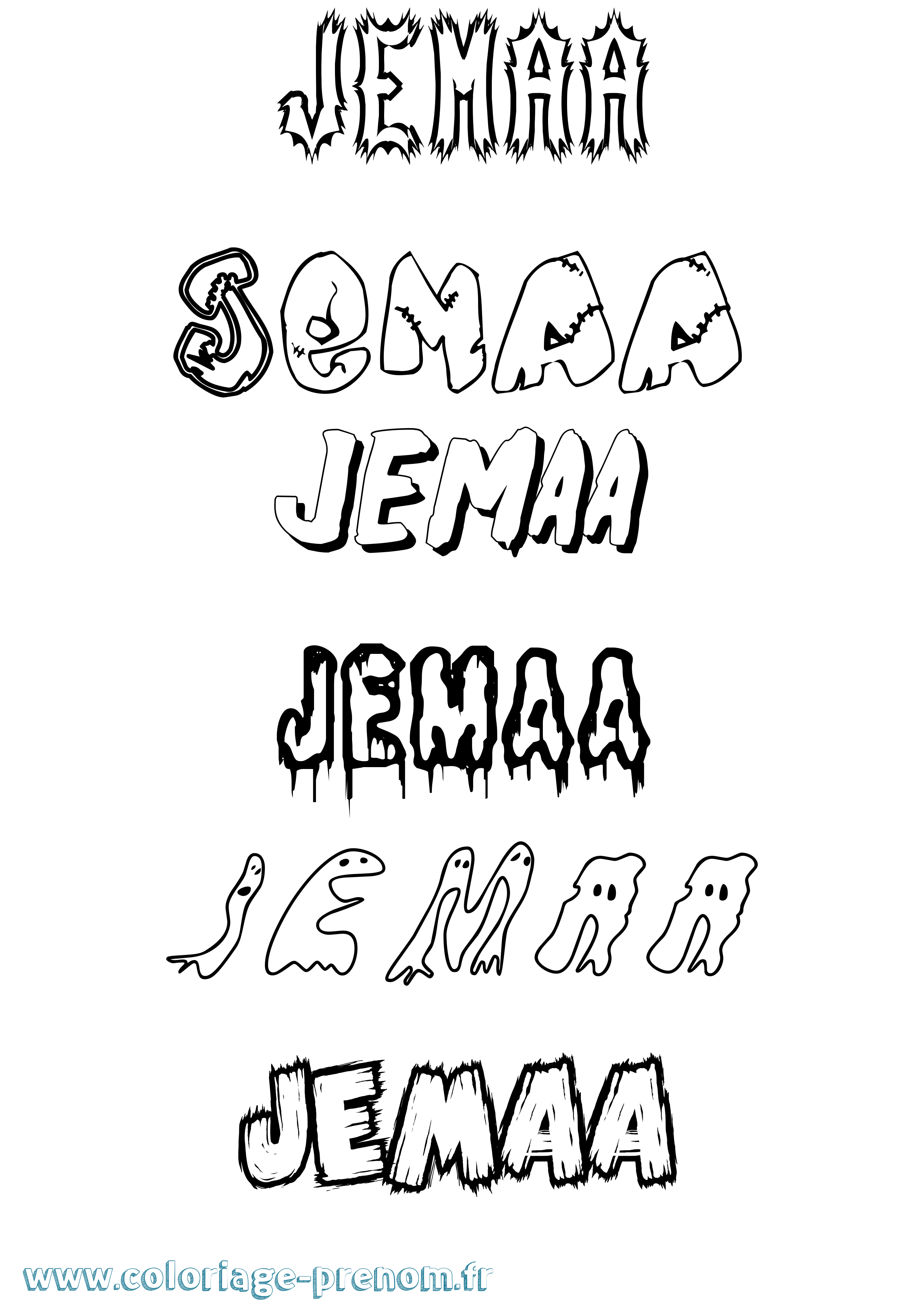 Coloriage Jemaa Frisson Coloriage prénom Jemaa Frisson
