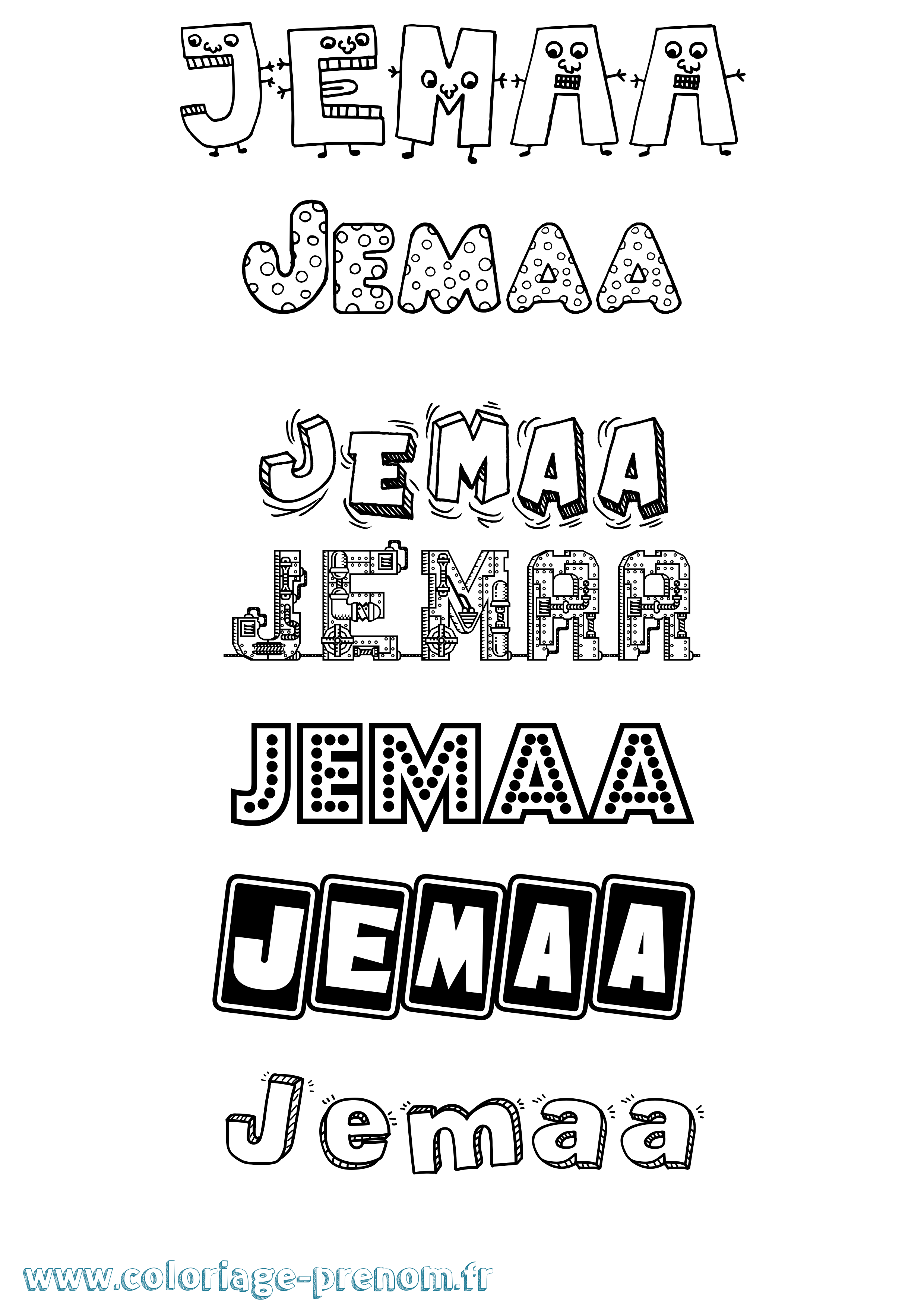 Coloriage Jemaa Fun Coloriage prénom Jemaa Fun