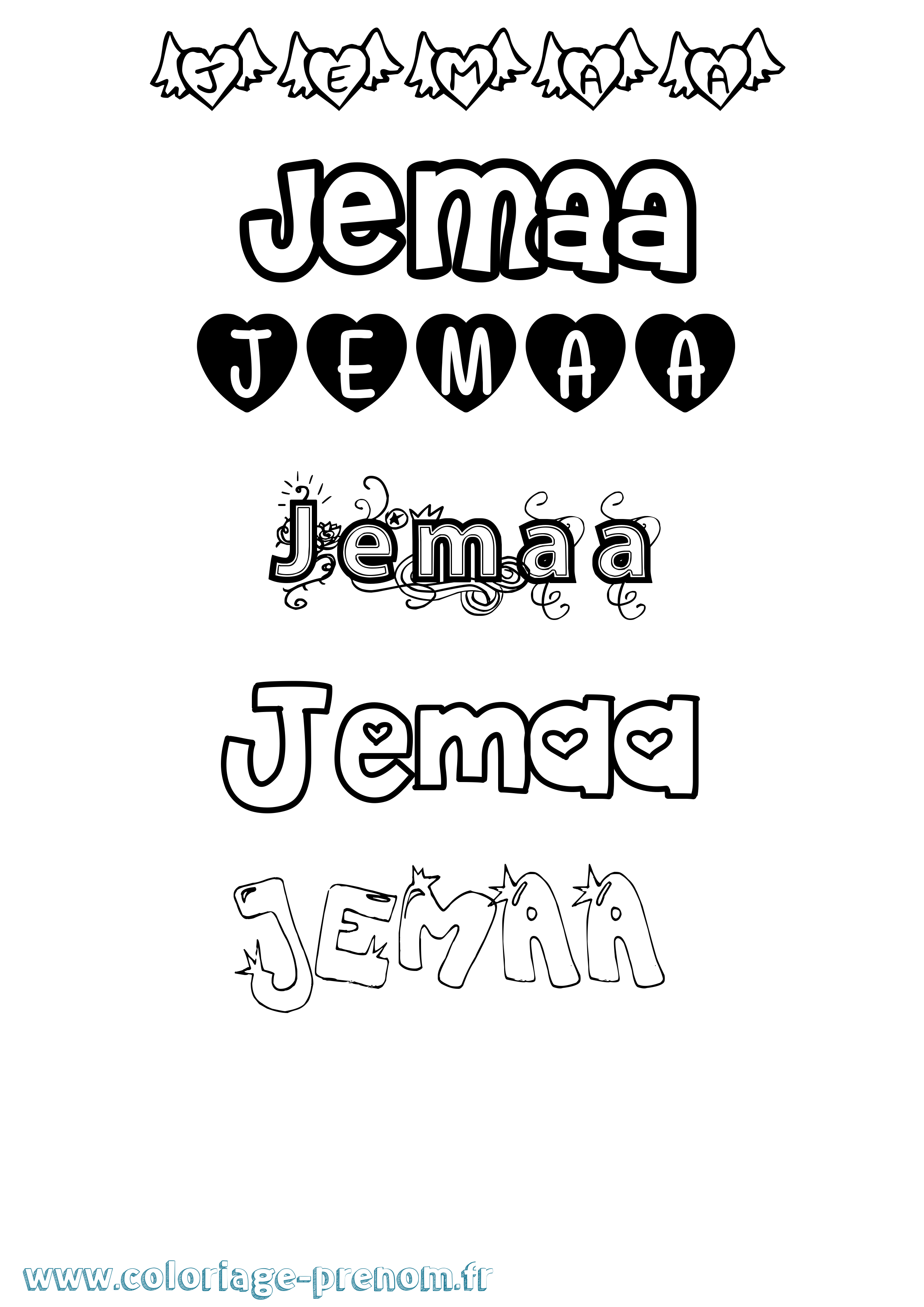 Coloriage Jemaa Girly Coloriage prénom Jemaa Girly