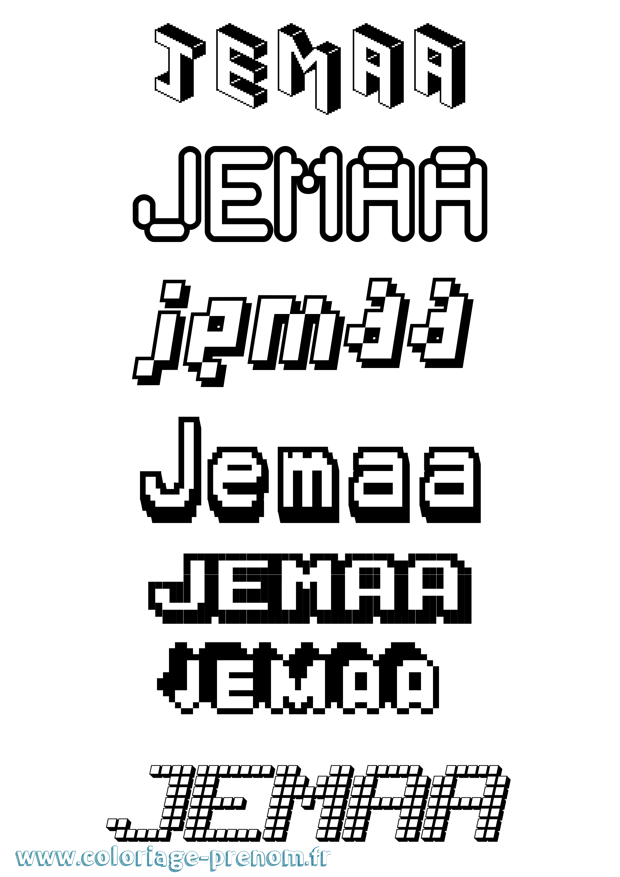 Coloriage Jemaa Pixel Coloriage prénom Jemaa Pixel