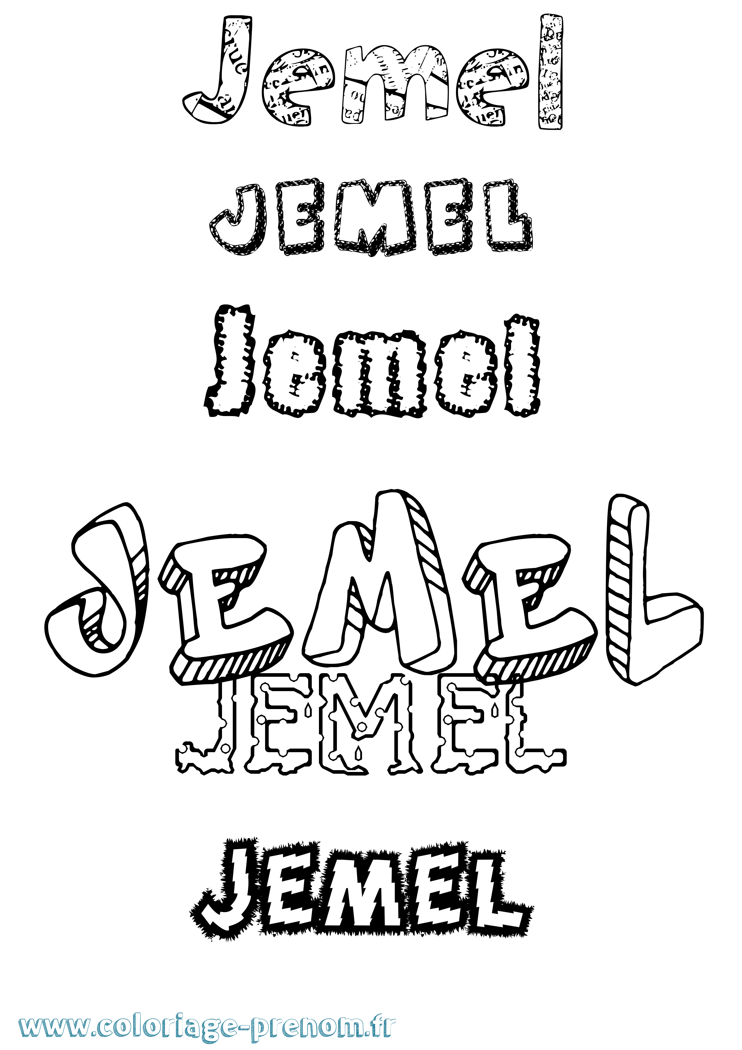 Coloriage Jemel Destructuré Coloriage prénom Jemel Destructuré
