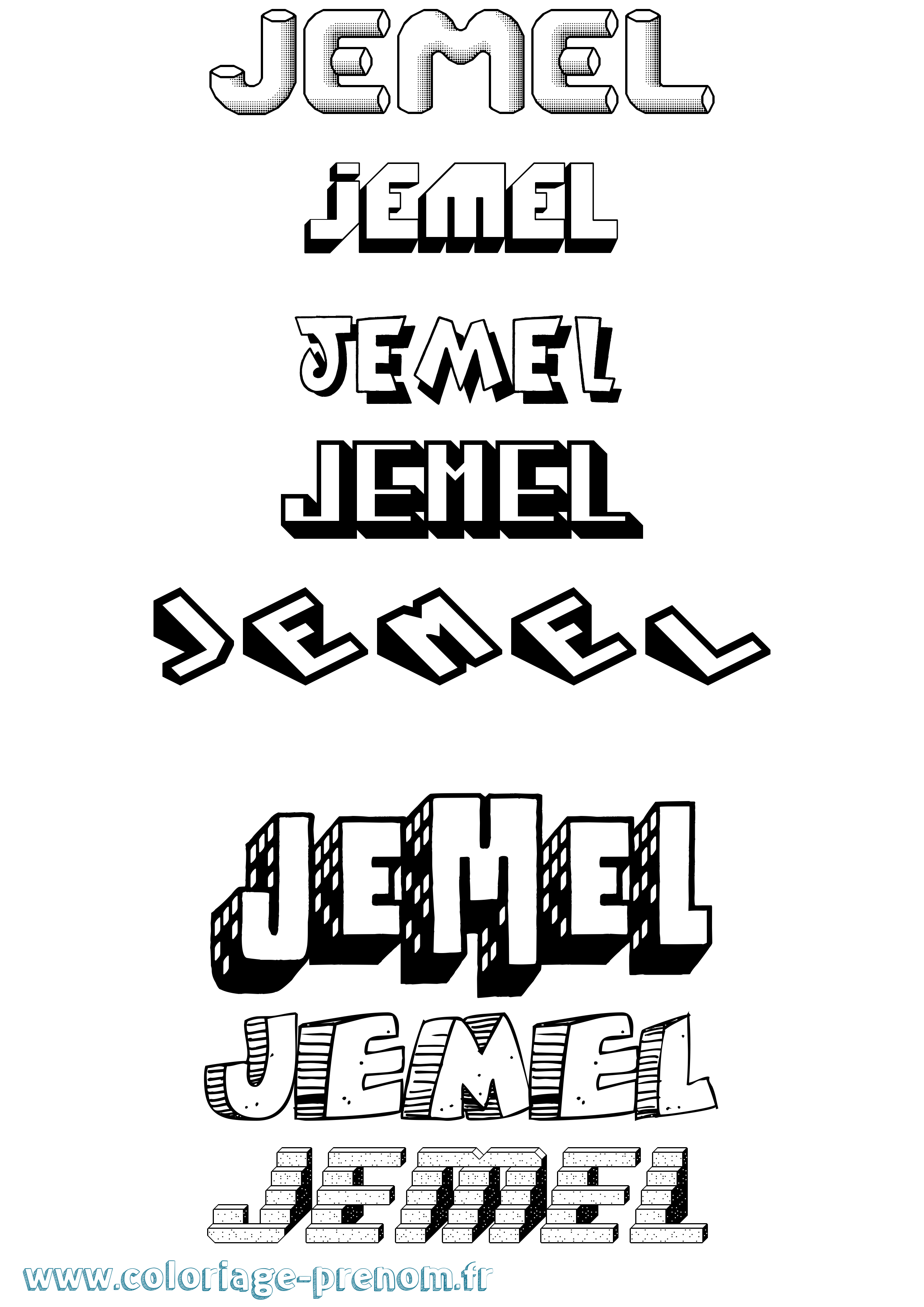 Coloriage Jemel Effet 3D Coloriage prénom Jemel Effet 3D