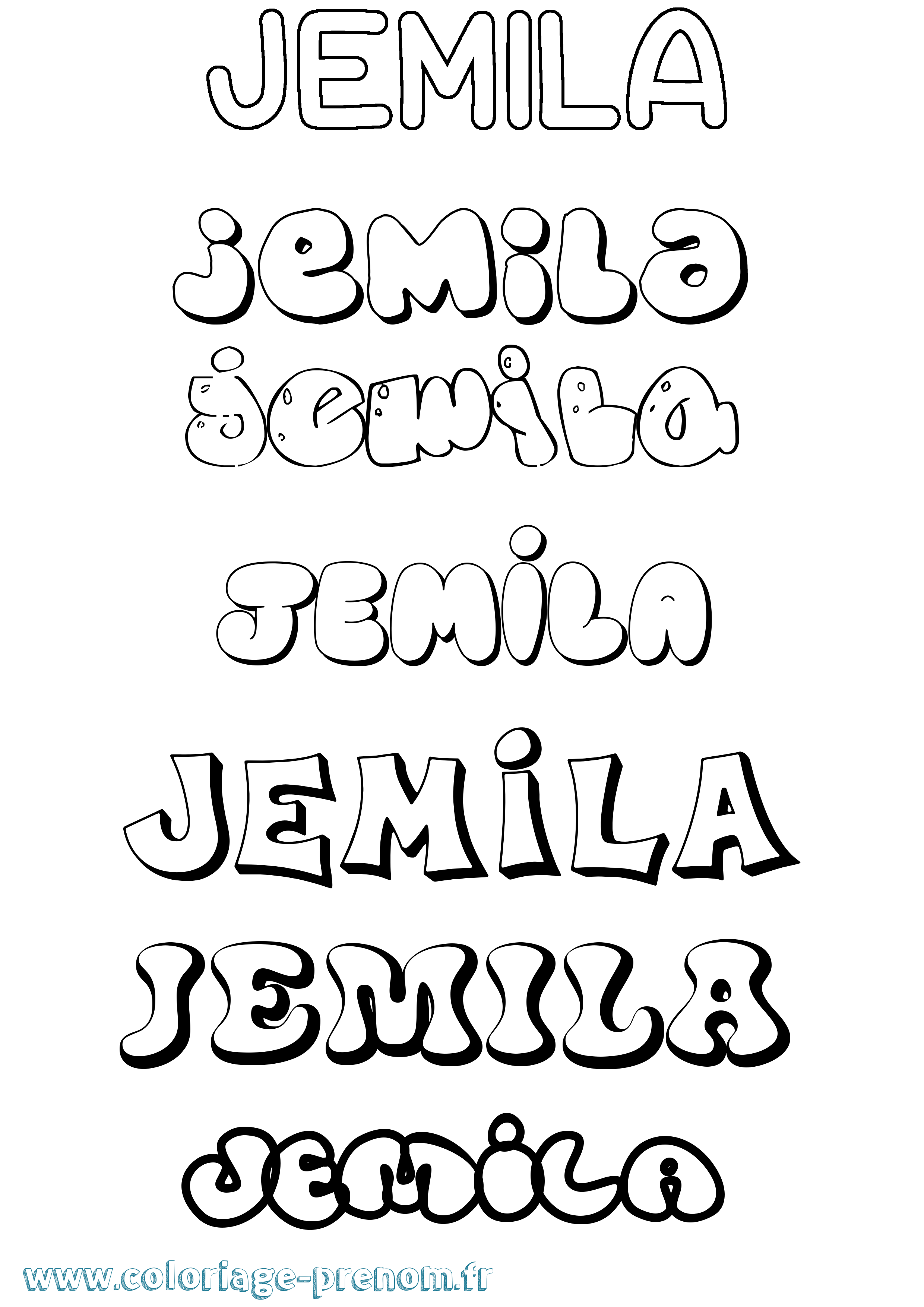Coloriage Jemila Bubble Coloriage prénom Jemila Bubble