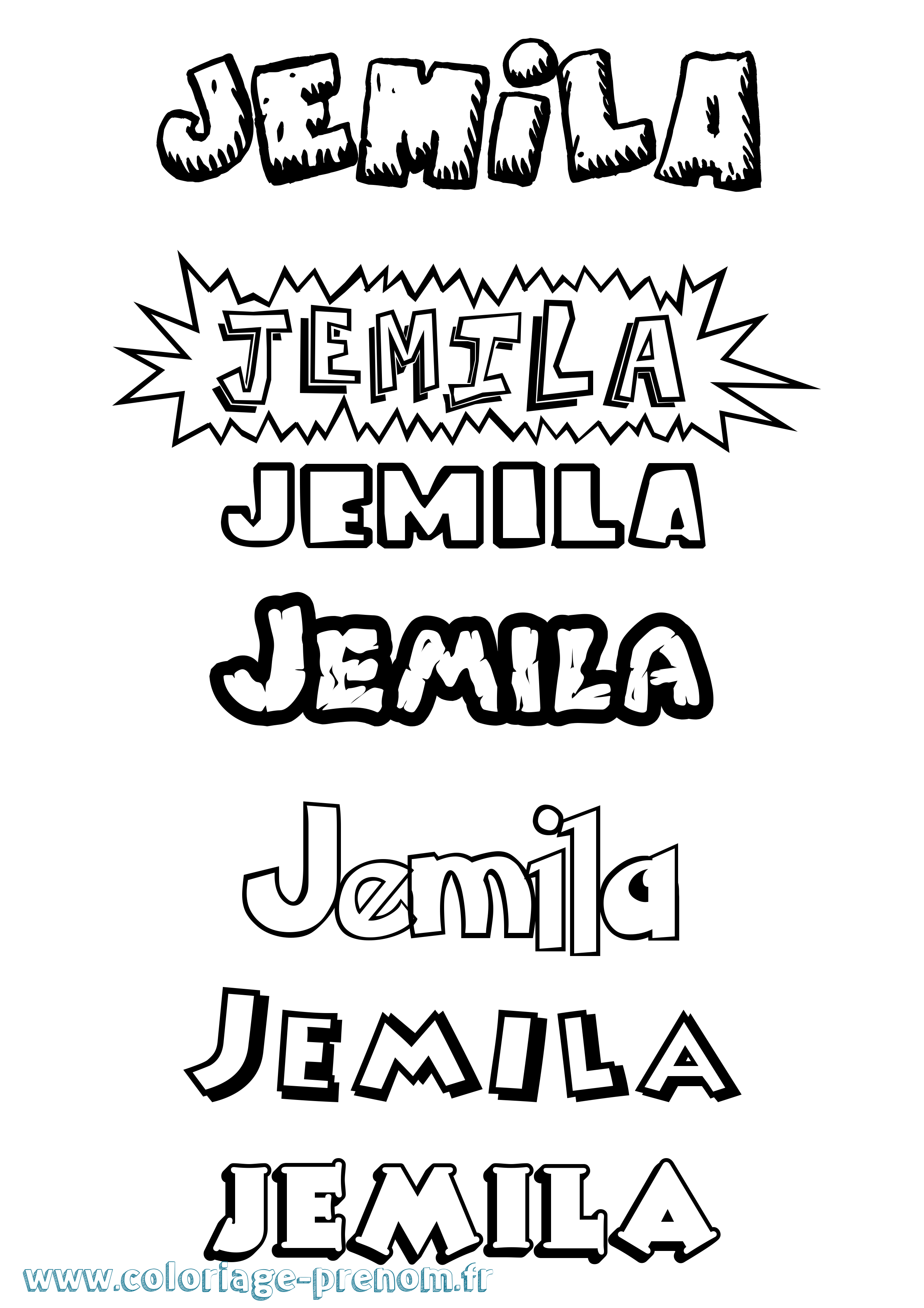 Coloriage Jemila Dessin Animé Coloriage prénom Jemila Dessin Animé