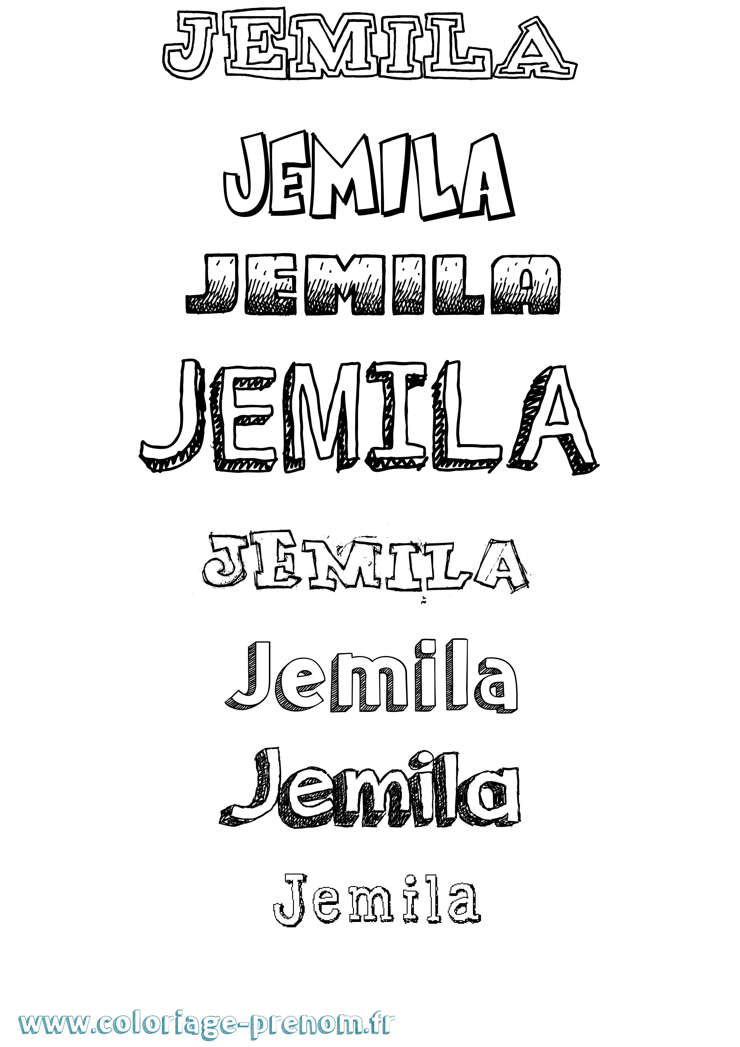 Coloriage Jemila Dessiné Coloriage prénom Jemila Dessiné